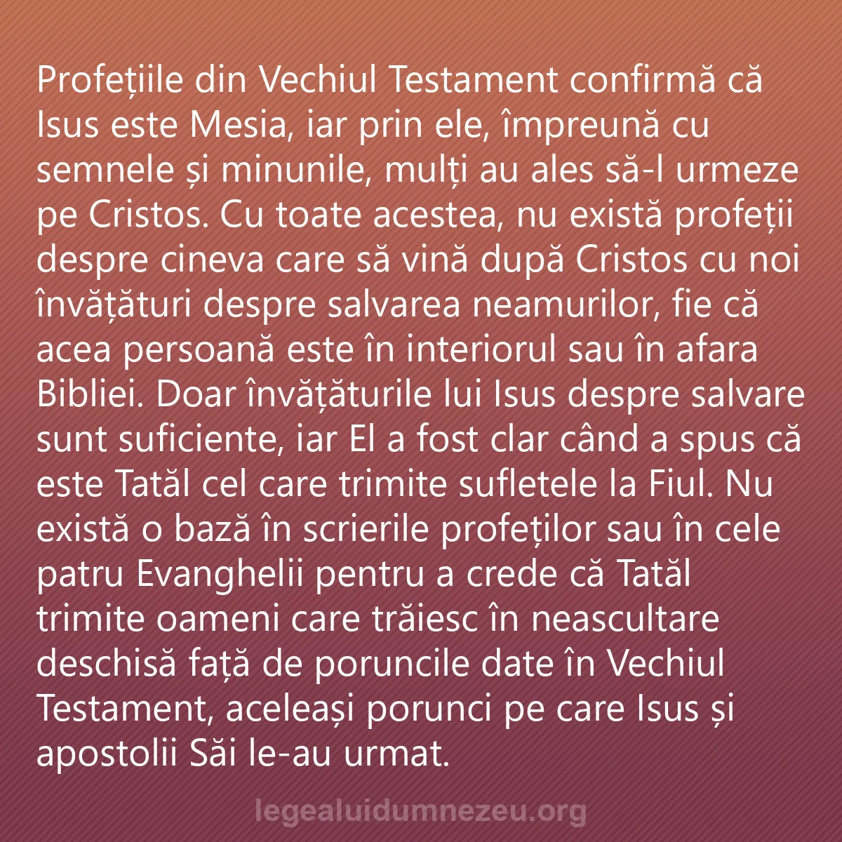 0006 - Postare despre Legea lui Dumnezeu: Profețiile din Vechiul Testament confirmă că Isus...