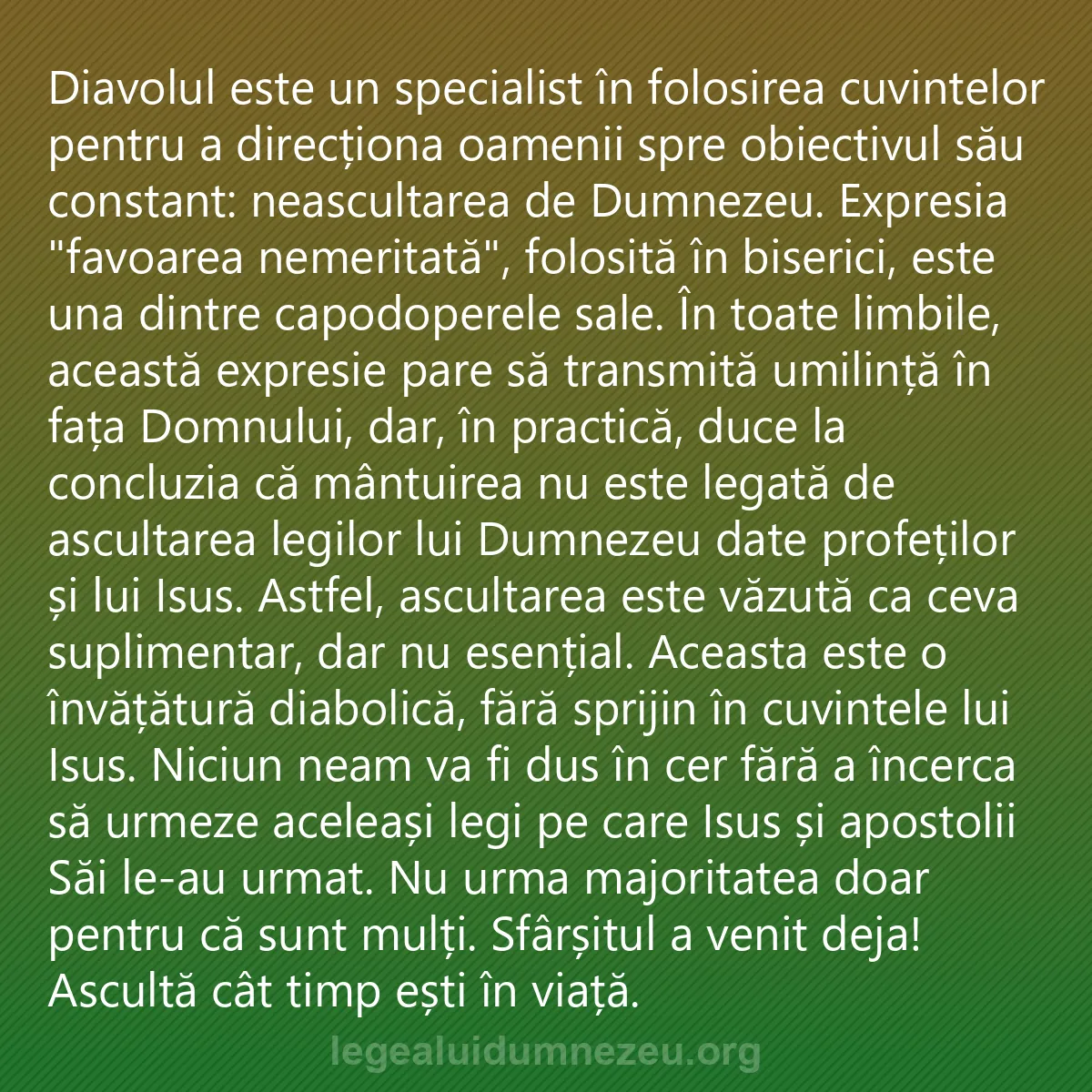 0016 - Postare despre Legea lui Dumnezeu: Diavolul este un specialist în folosirea cuvintelor...