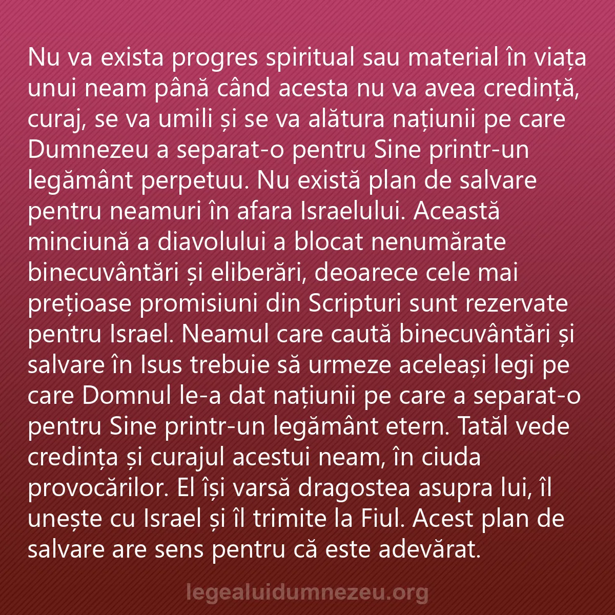 0039 - Postare despre Legea lui Dumnezeu: Nu va exista progres spiritual sau material în viața...