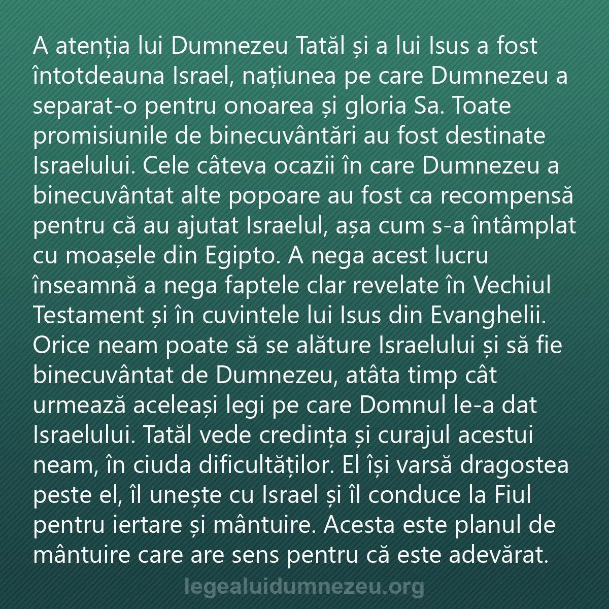 0040 - Postare despre Legea lui Dumnezeu: A atenția lui Dumnezeu Tatăl și a lui Isus a fost...