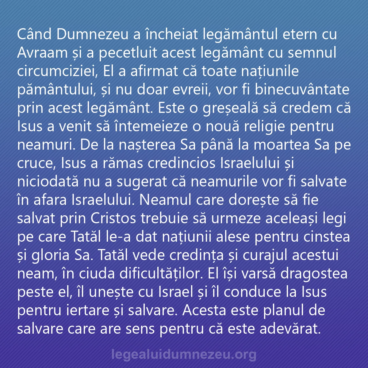 0087 - Postare despre Legea lui Dumnezeu: Când Dumnezeu a încheiat legământul etern cu Avraam...