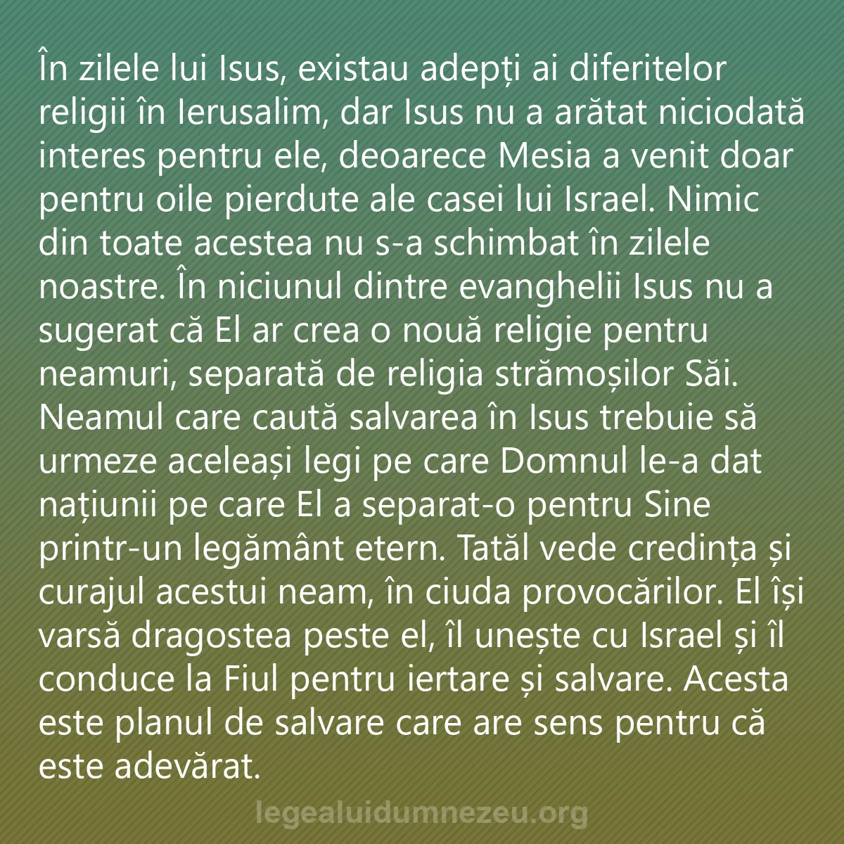 0103 - Postare despre Legea lui Dumnezeu: În zilele lui Isus, existau adepți ai diferitelor...