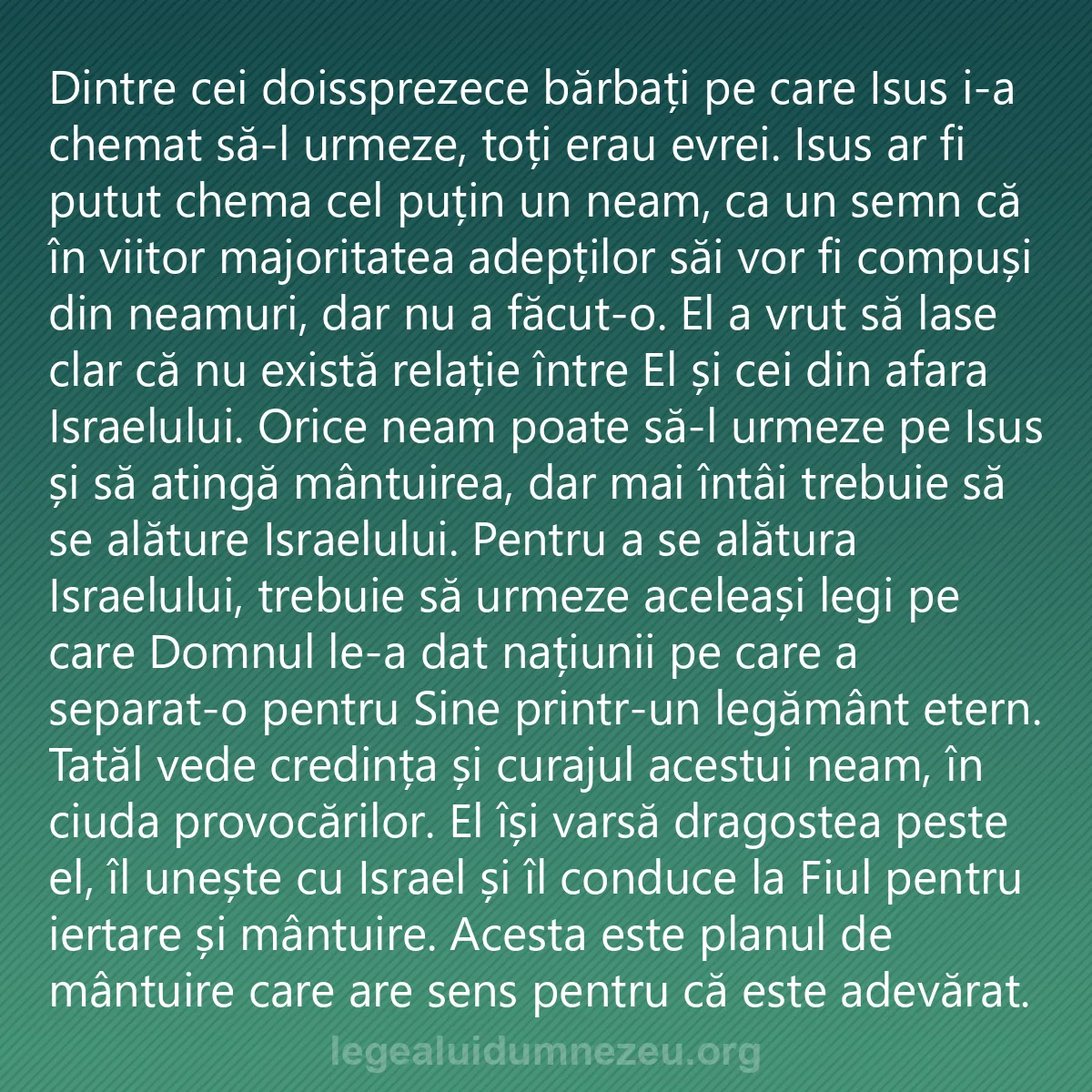 0105 - Postare despre Legea lui Dumnezeu: Dintre cei doissprezece bărbați pe care Isus i-a chemat...