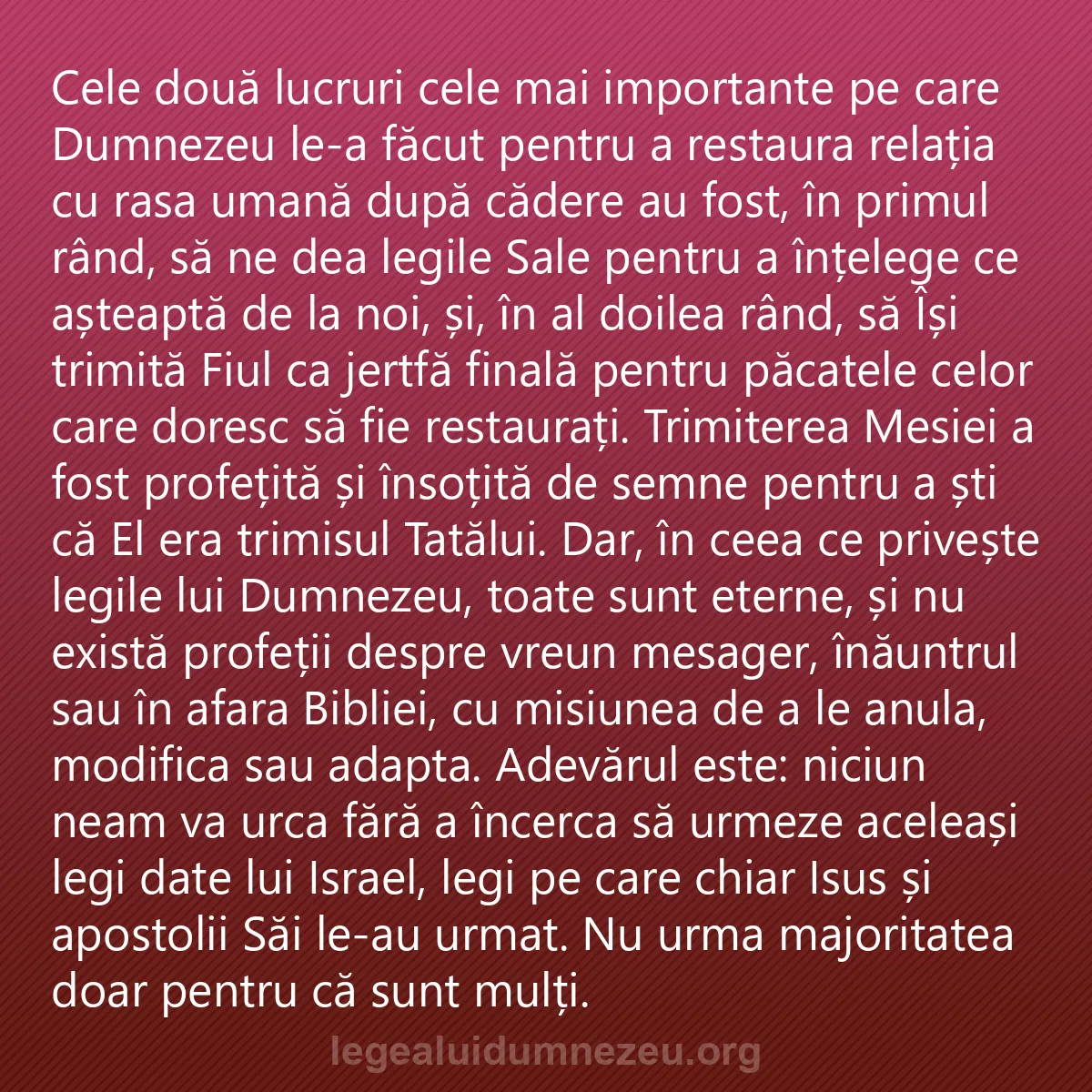 0139 - Postare despre Legea lui Dumnezeu: Cele două lucruri cele mai importante pe care Dumnezeu...
