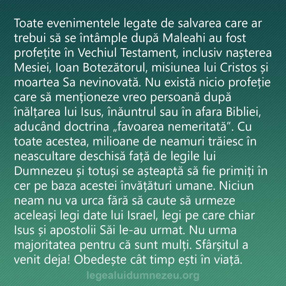 0145 - Postare despre Legea lui Dumnezeu: Toate evenimentele legate de salvarea care ar trebui...