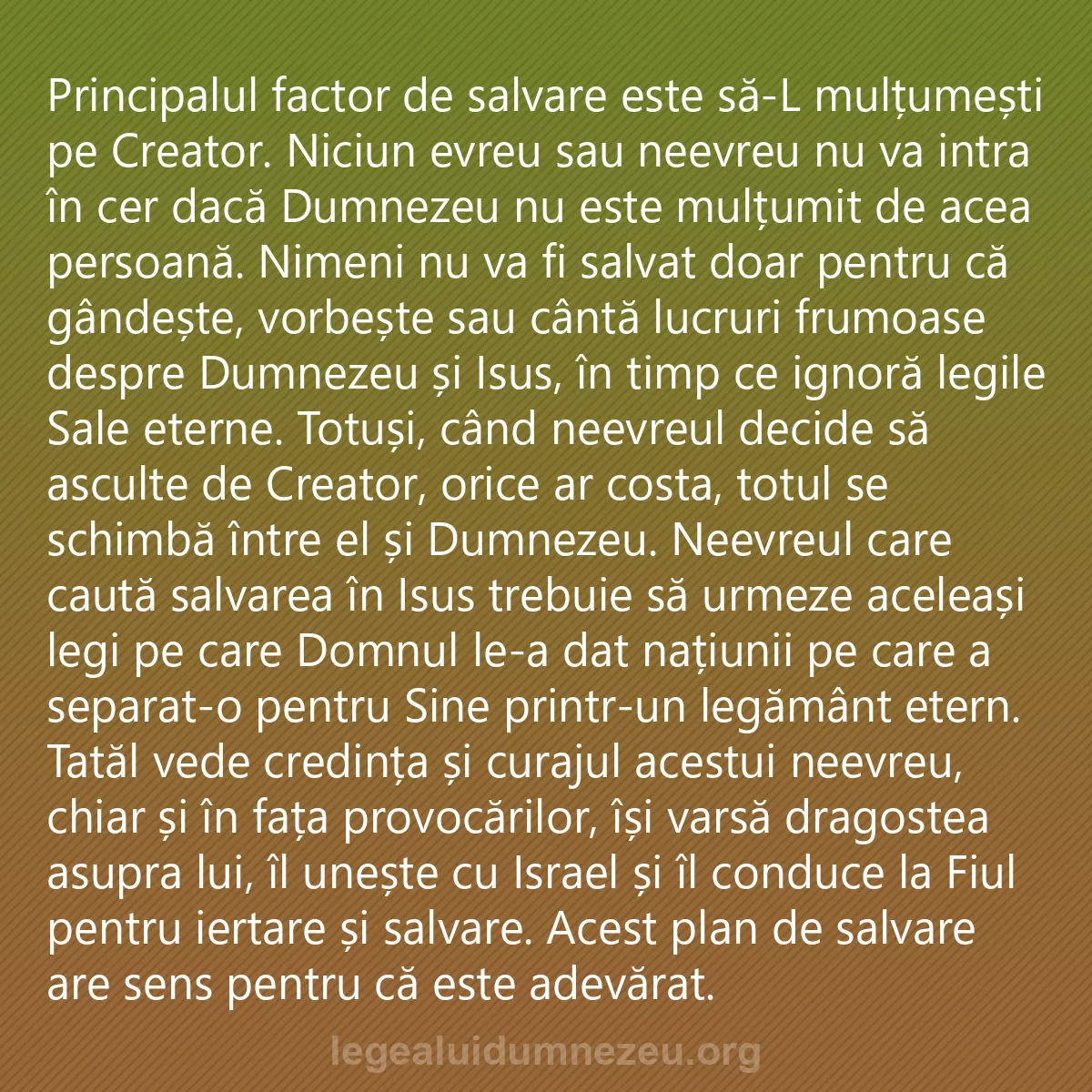 0149 - Postare despre Legea lui Dumnezeu: Principalul factor de salvare este să-L mulțumești...