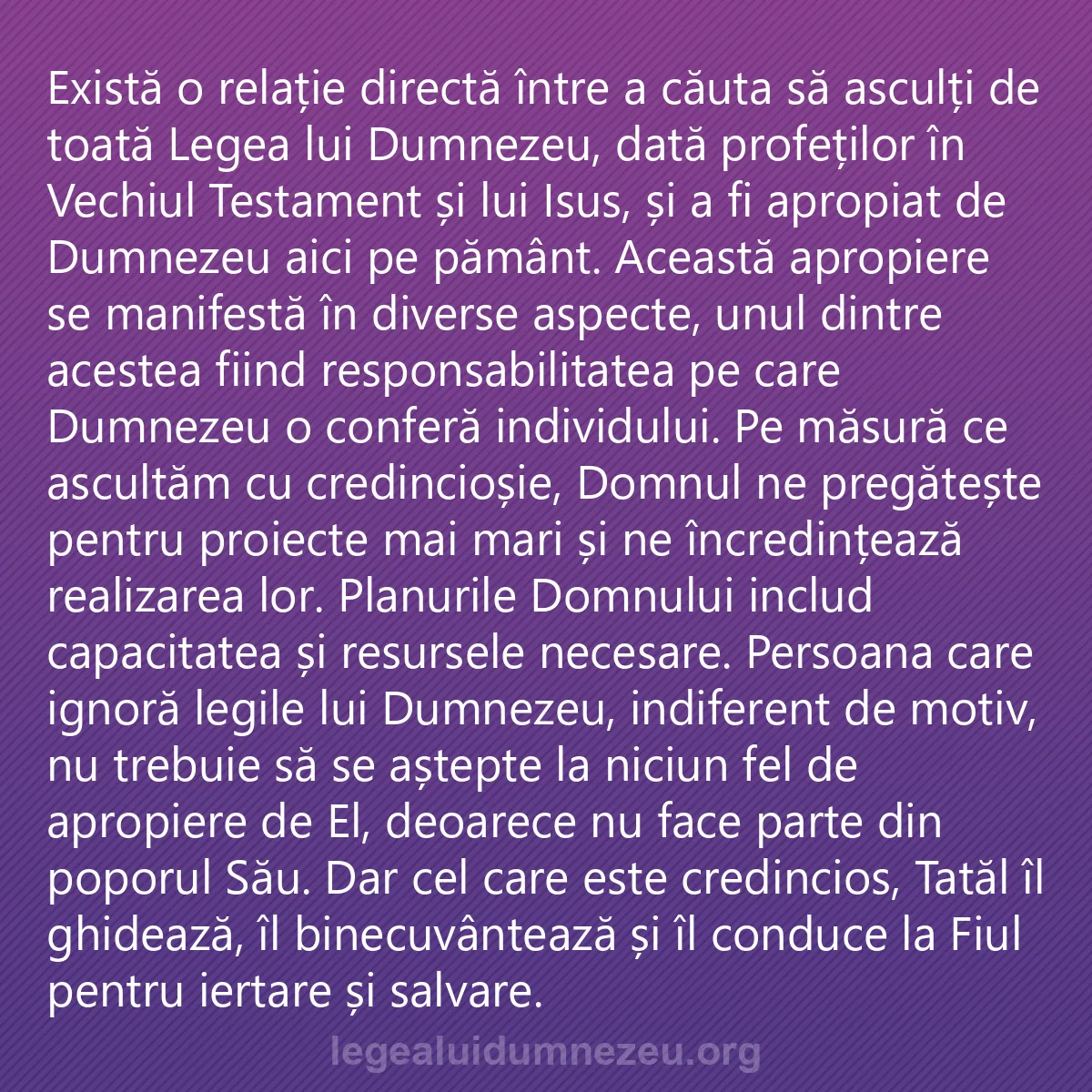 0151 - Postare despre Legea lui Dumnezeu: Există o relație directă între a căuta să asculți...