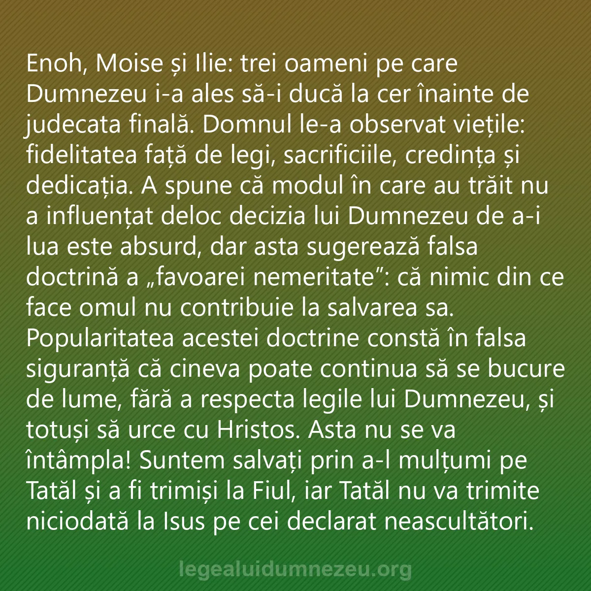 0156 - Postare despre Legea lui Dumnezeu: Enoh, Moise și Ilie: trei oameni pe care Dumnezeu...