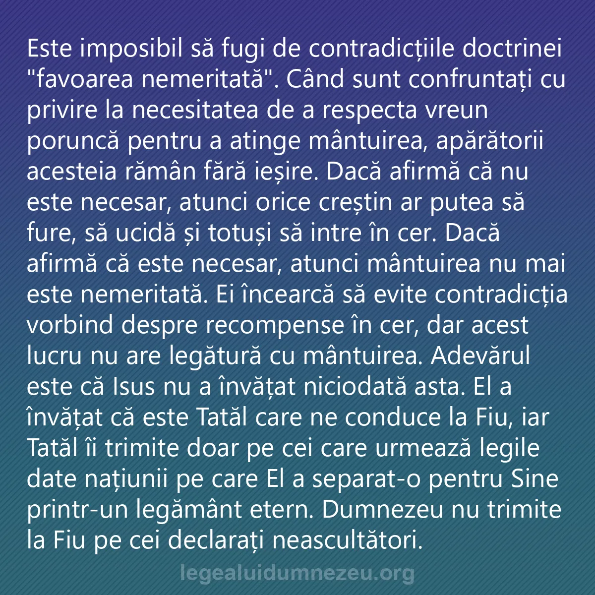 0157 - Postare despre Legea lui Dumnezeu: Este imposibil să fugi de contradicțiile doctrinei...