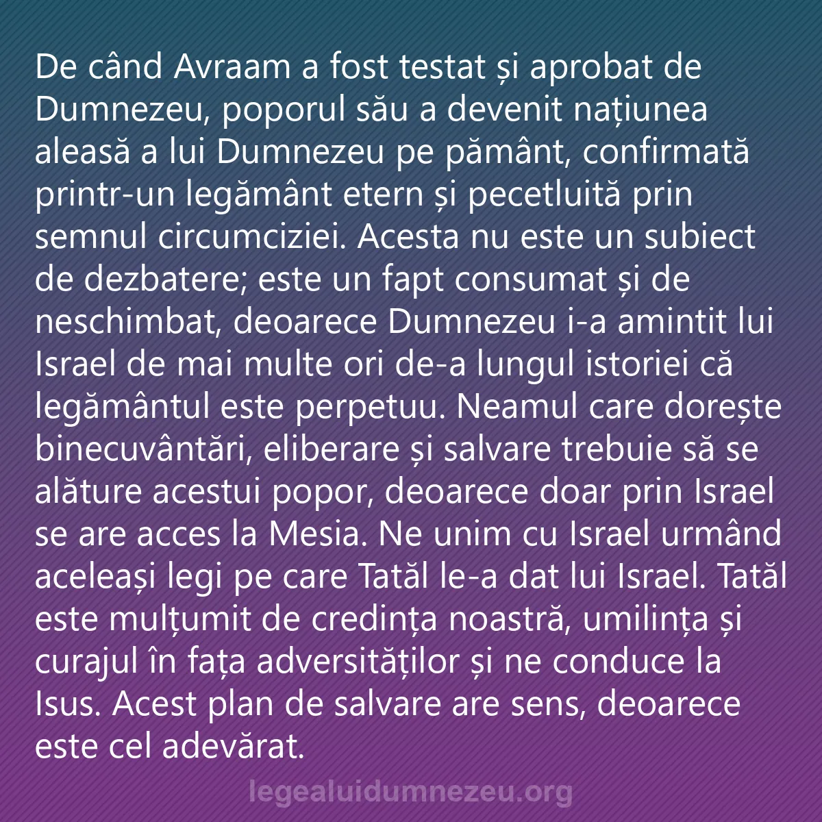 0174 - Postare despre Legea lui Dumnezeu: De când Avraam a fost testat și aprobat de Dumnezeu,...