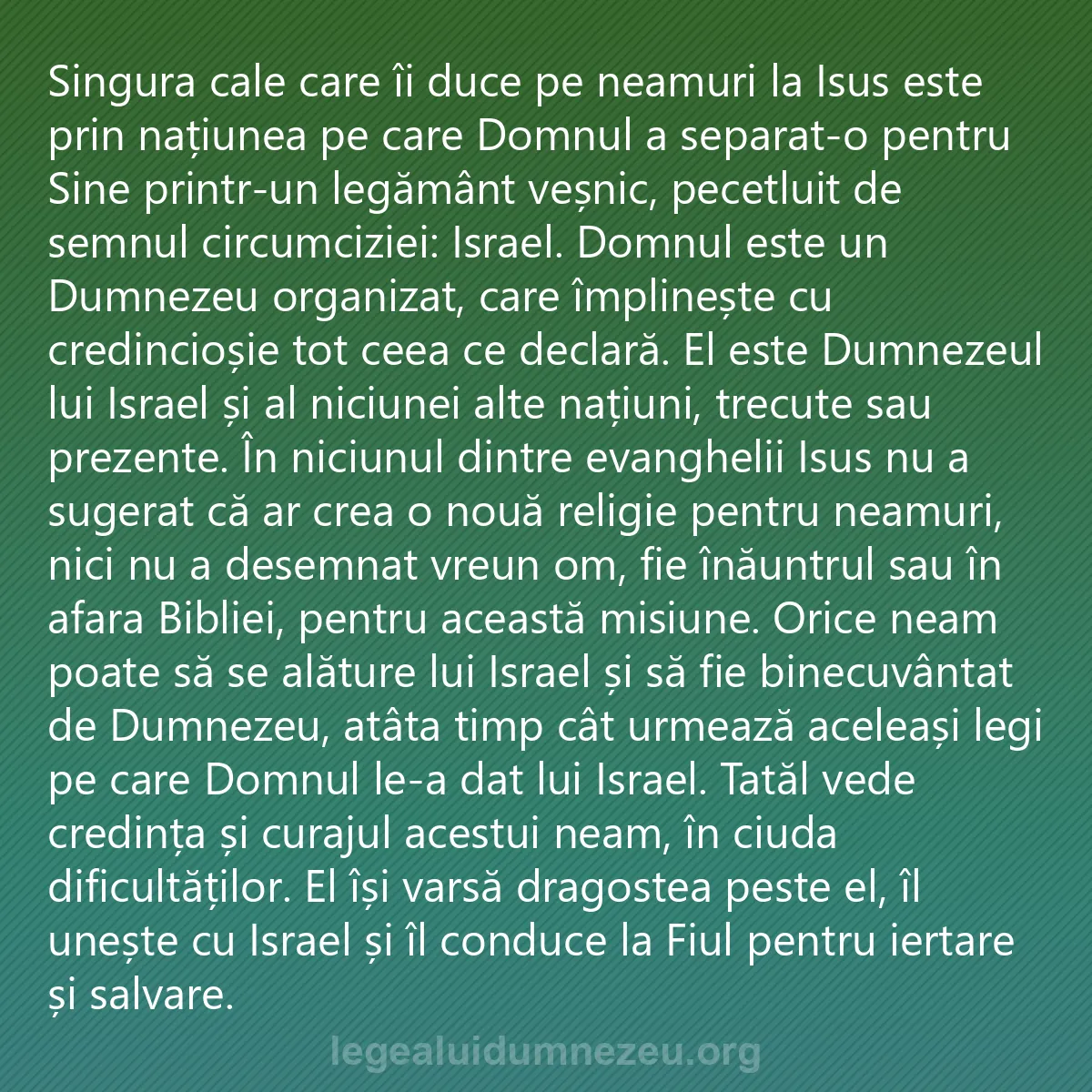 0190 - Postare despre Legea lui Dumnezeu: Singura cale care îi duce pe neamuri la Isus este...