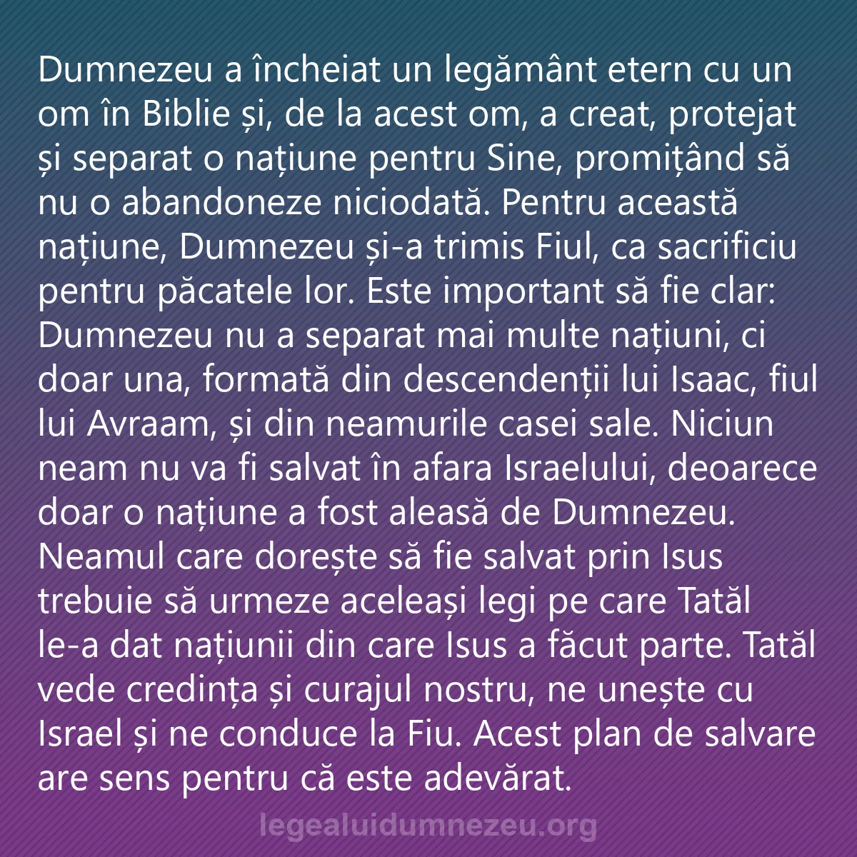 0194 - Postare despre Legea lui Dumnezeu: Dumnezeu a încheiat un legământ etern cu un om în...