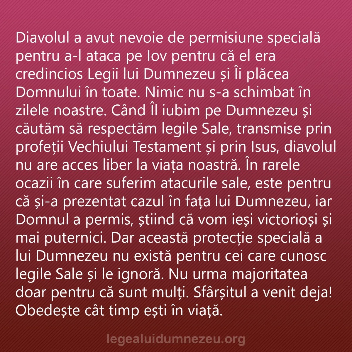 0199 - Postare despre Legea lui Dumnezeu: Diavolul a avut nevoie de permisiune specială pentru...