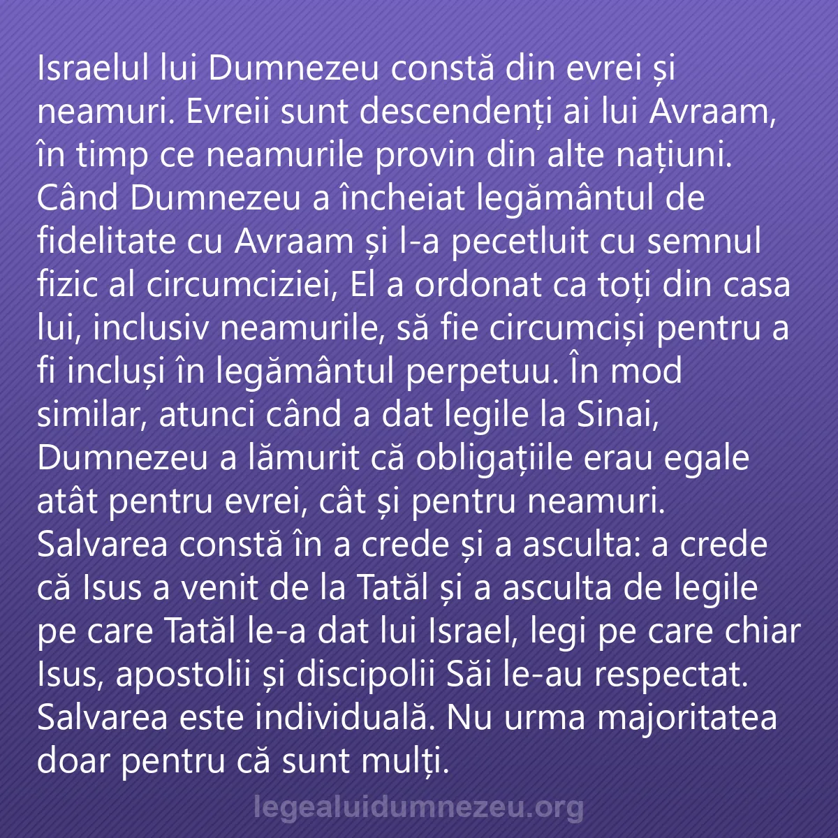 0218 - Postare despre Legea lui Dumnezeu: Israelul lui Dumnezeu constă din evrei și neamuri....