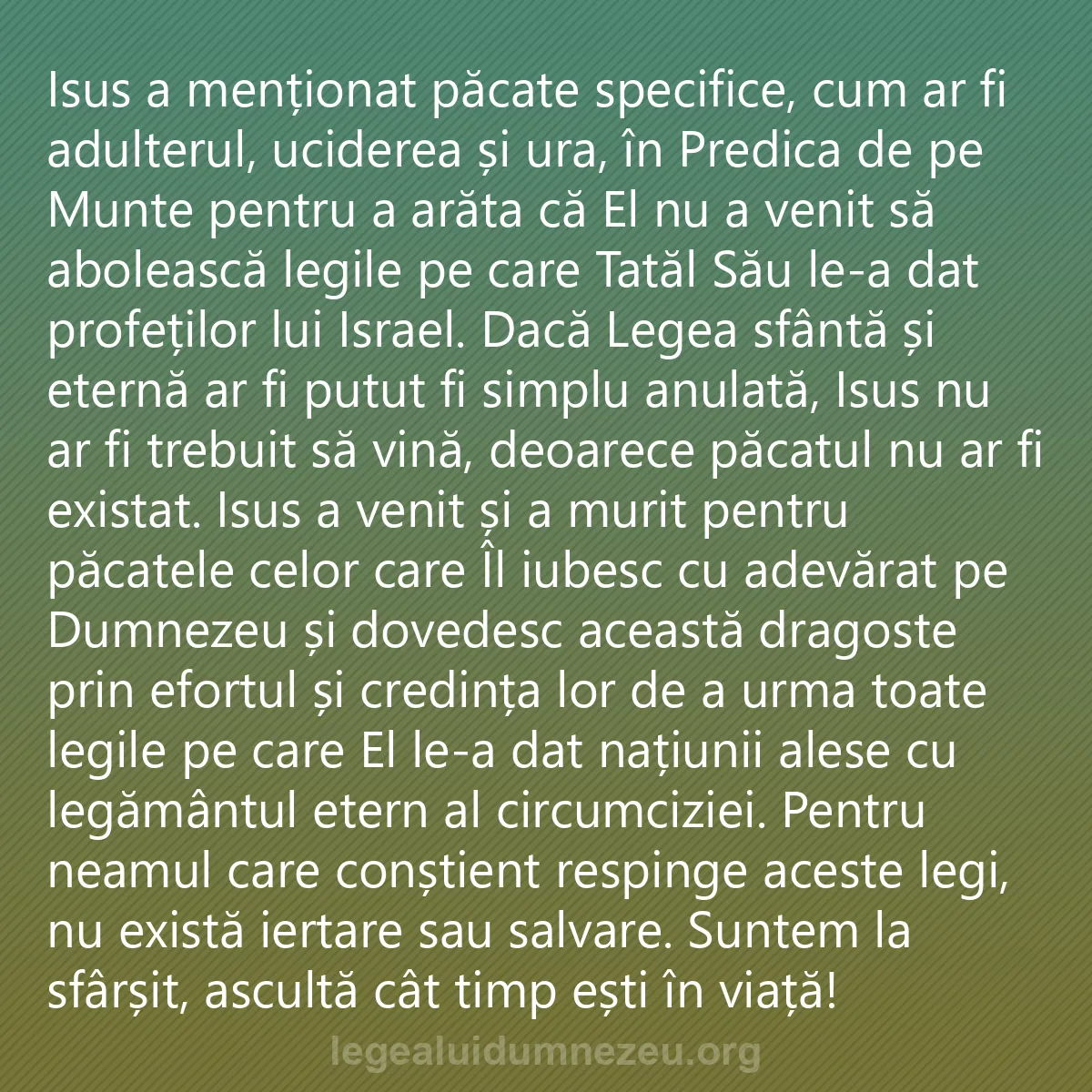0243 - Postare despre Legea lui Dumnezeu: Isus a menționat păcate specifice, cum ar fi adulterul,...