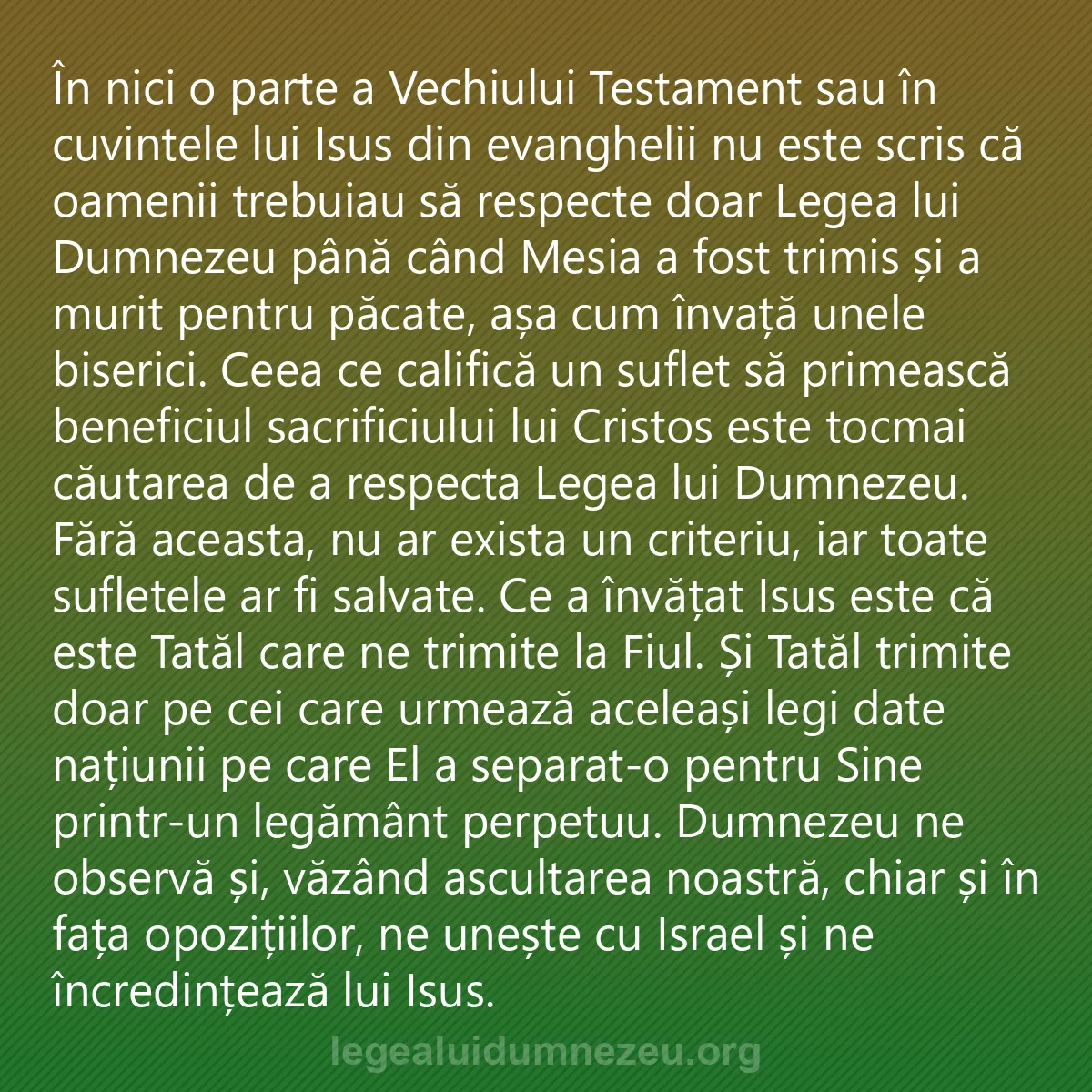 0256 - Postare despre Legea lui Dumnezeu: În nici o parte a Vechiului Testament sau în cuvintele...