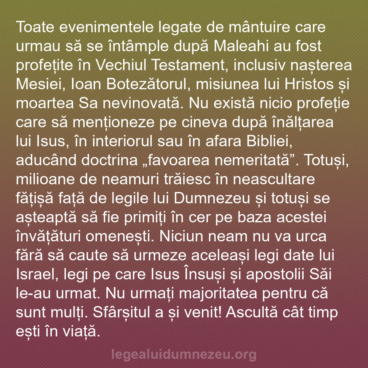 b0008 - Postare despre Legea lui Dumnezeu: Toate evenimentele legate de mântuire care urmau să se întâmple...