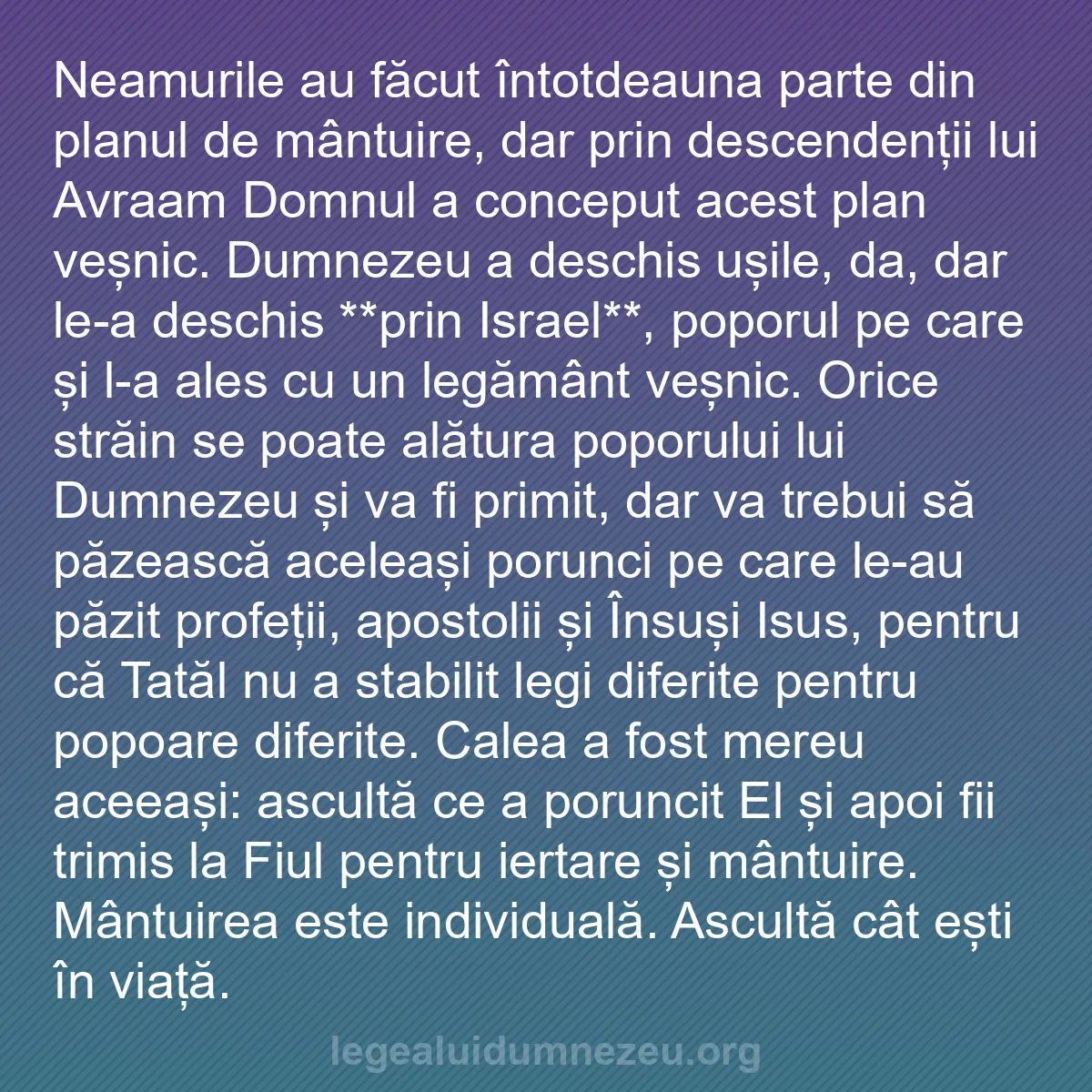 b0022 - Postare despre Legea lui Dumnezeu: Neamurile au făcut întotdeauna parte din planul de mântuire,...