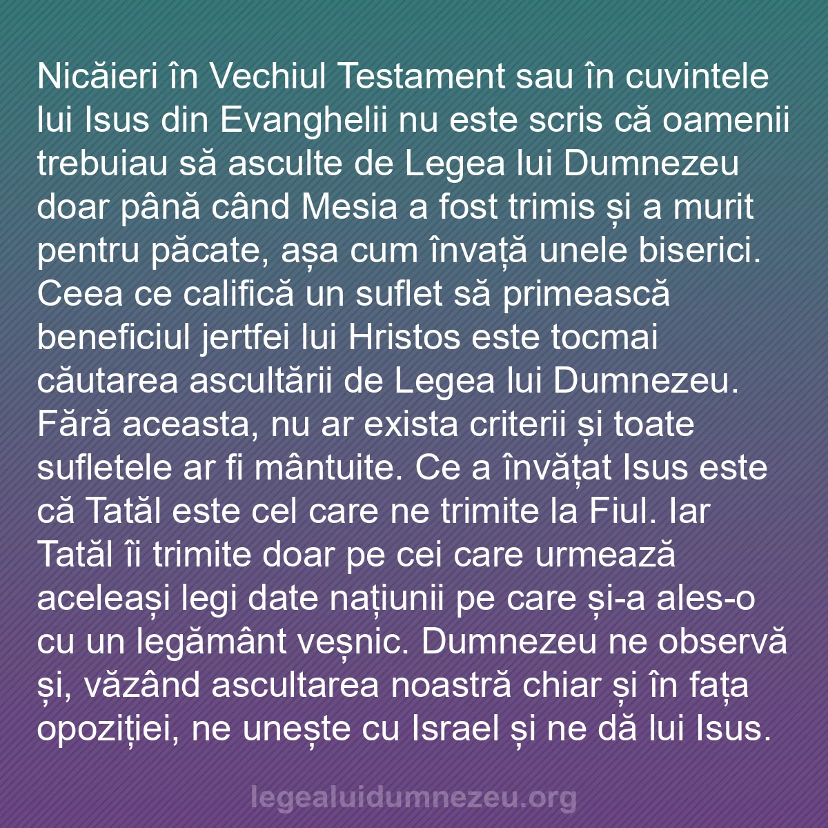 b0024 - Postare despre Legea lui Dumnezeu: Nicăieri în Vechiul Testament sau în cuvintele lui Isus din...
