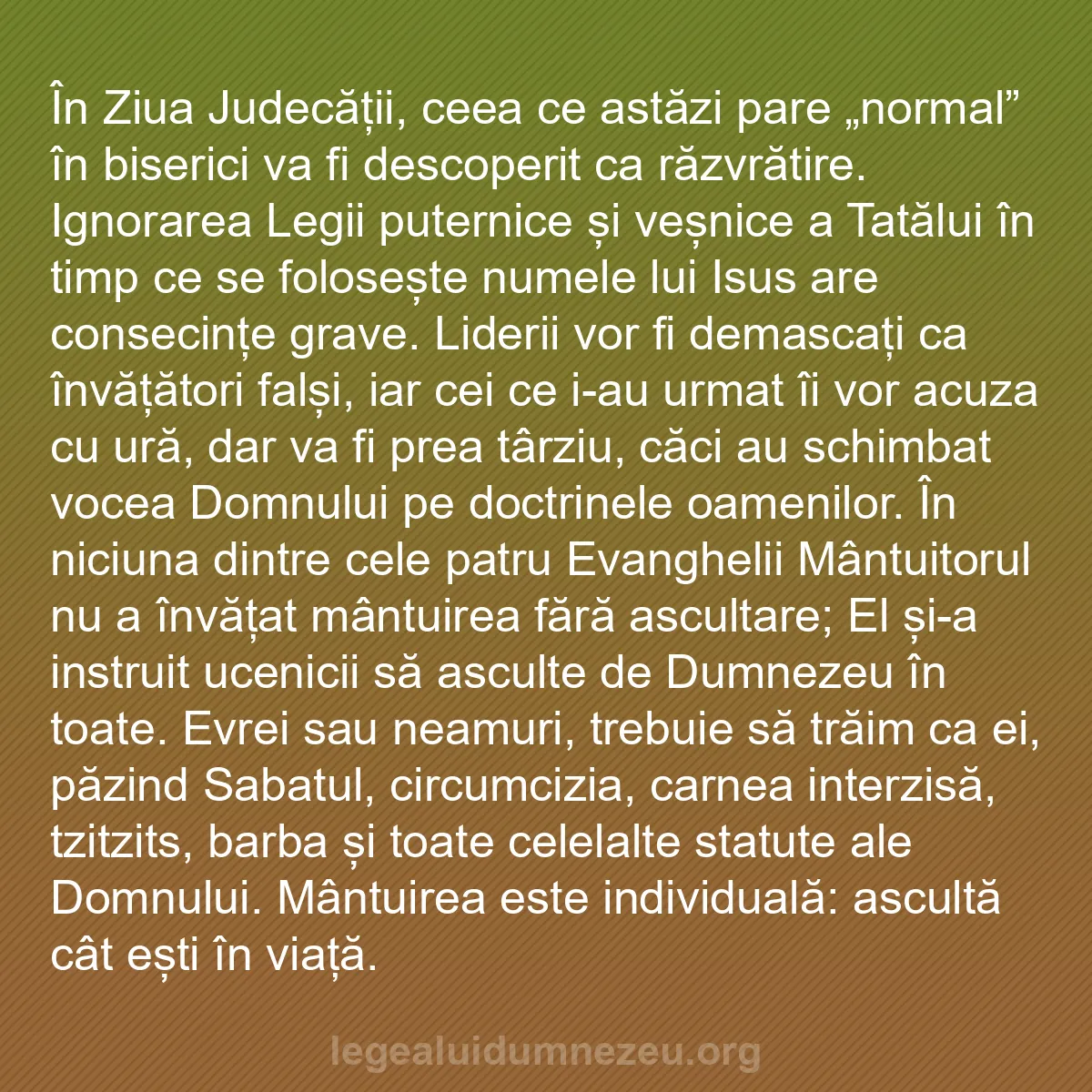 b0029 - Postare despre Legea lui Dumnezeu: În Ziua Judecății, ceea ce astăzi pare „normal” în biserici...