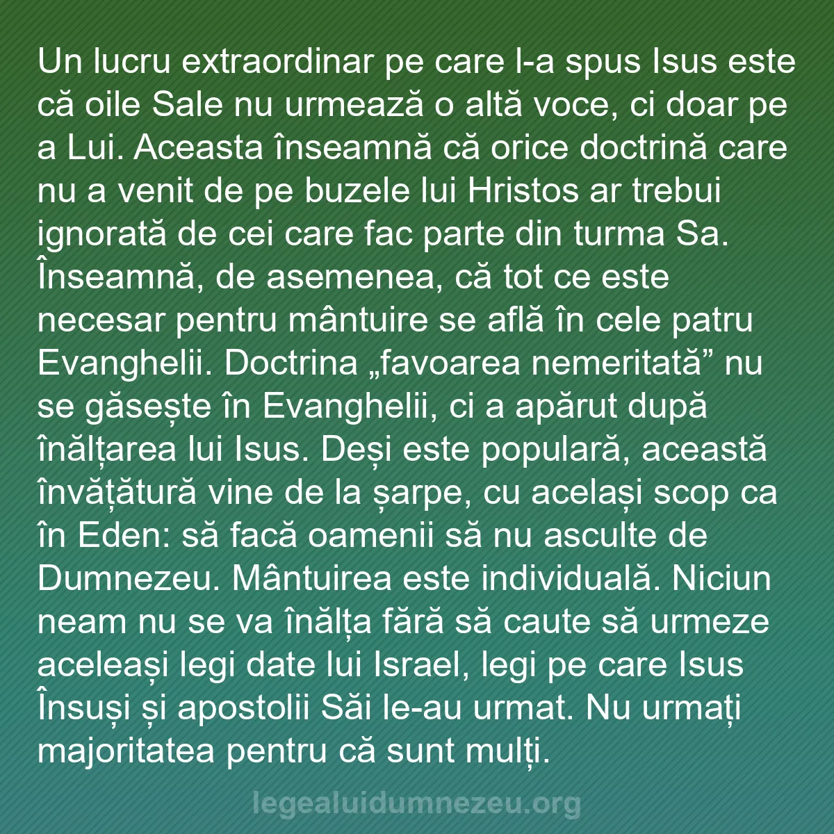 b0050 - Postare despre Legea lui Dumnezeu: Un lucru extraordinar pe care l-a spus Isus este că oile Sale...