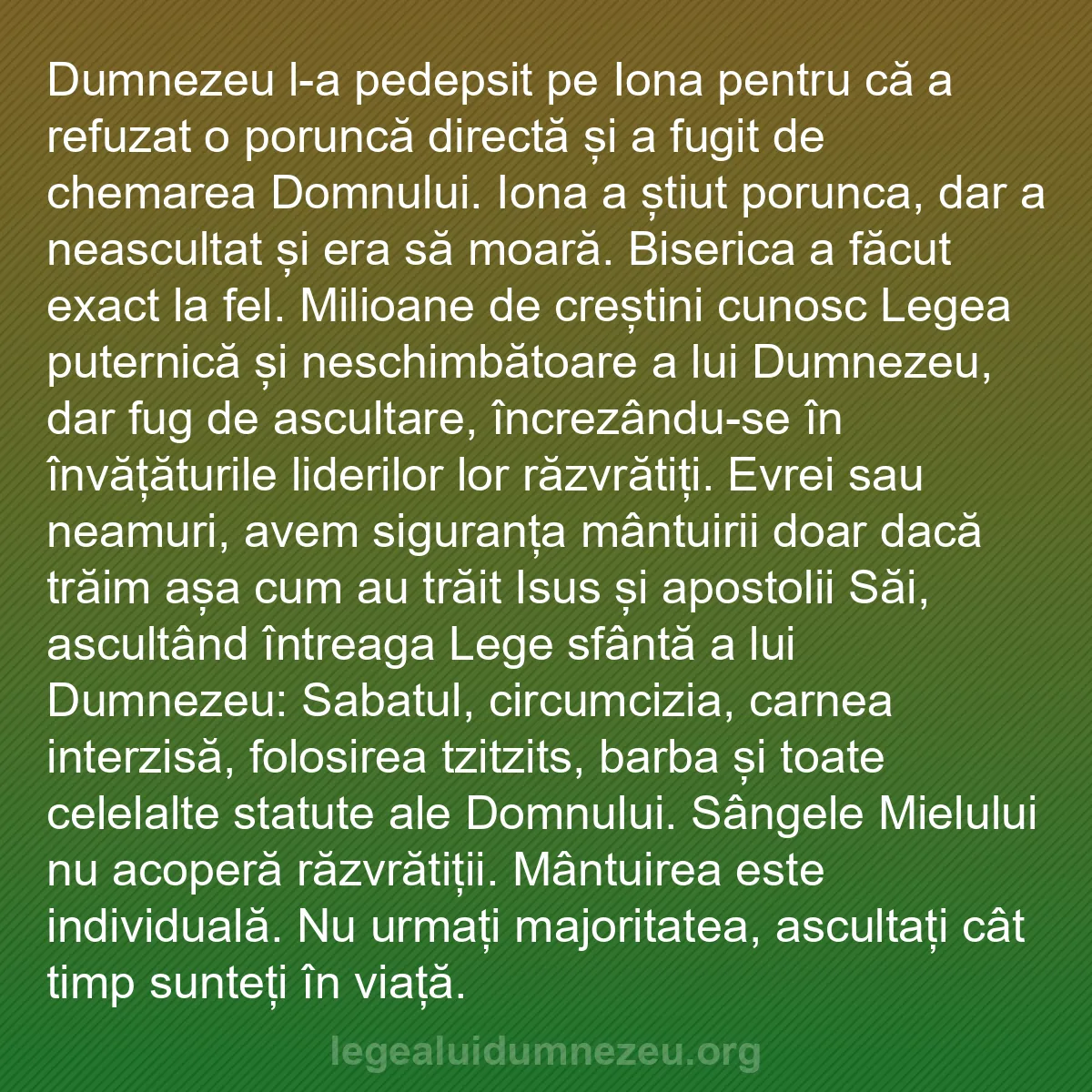 b0076 - Postare despre Legea lui Dumnezeu: Dumnezeu l-a pedepsit pe Iona pentru că a refuzat o poruncă...