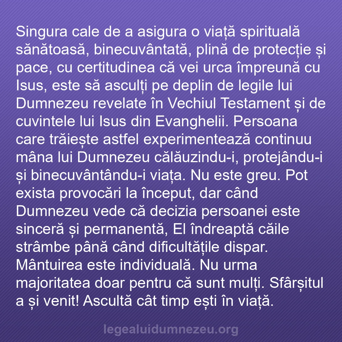 b0098 - Postare despre Legea lui Dumnezeu: Singura cale de a asigura o viață spirituală sănătoasă, binecuvântată,...