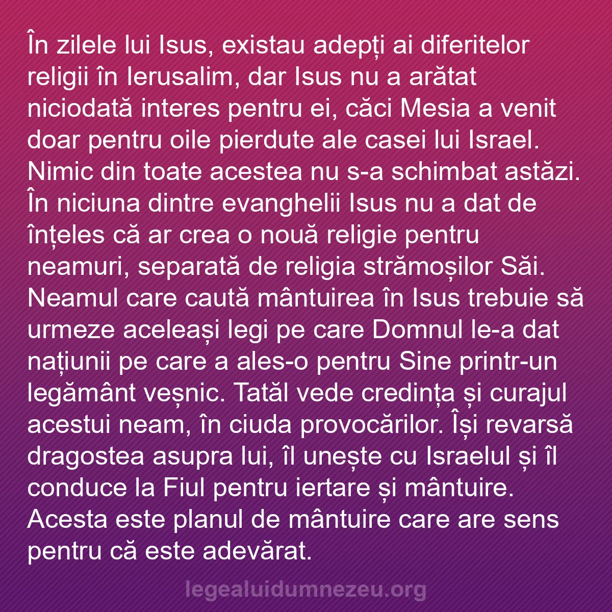 b0121 - Postare despre Legea lui Dumnezeu: În zilele lui Isus, existau adepți ai diferitelor religii în...