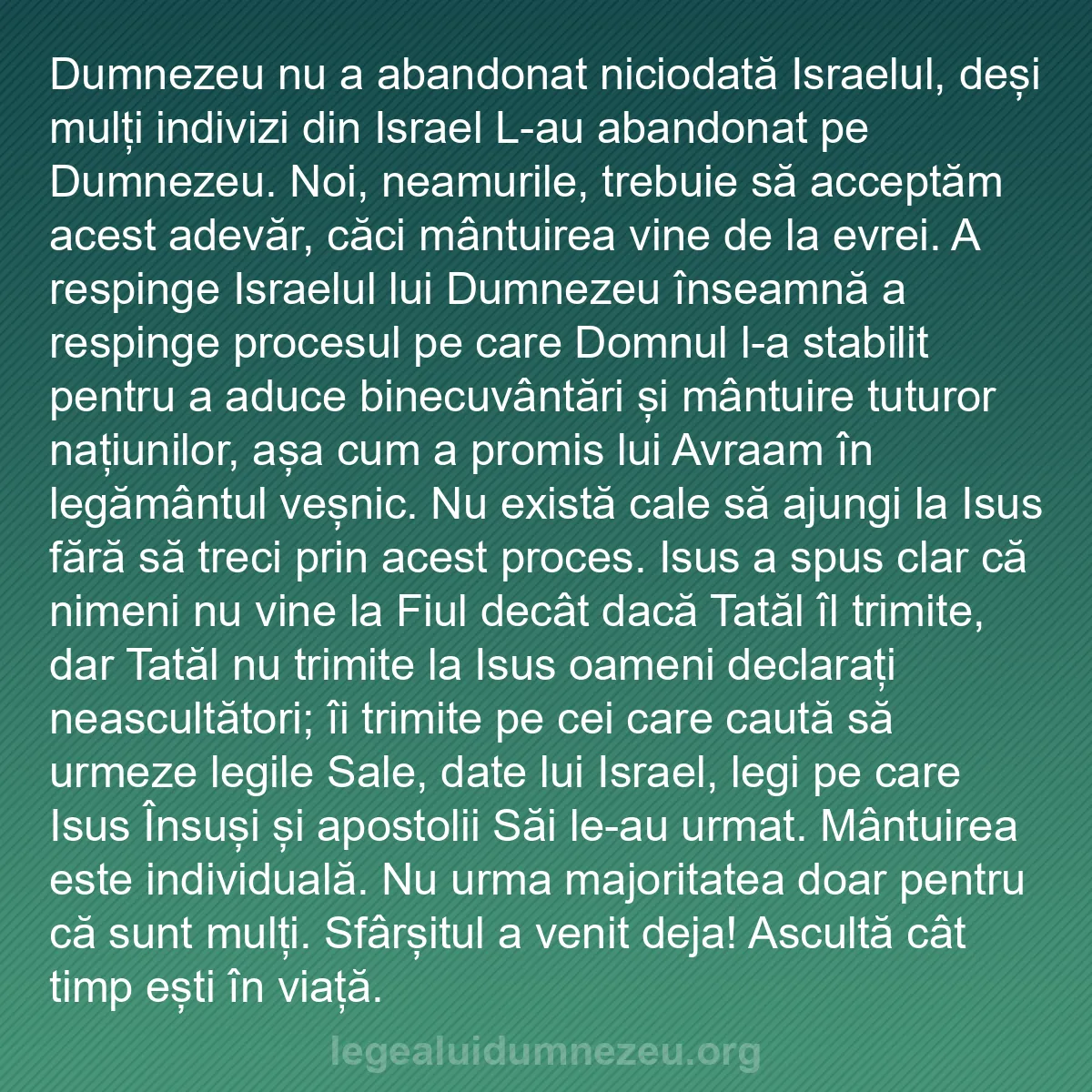 b0145 - Postare despre Legea lui Dumnezeu: Dumnezeu nu a abandonat niciodată Israelul, deși mulți indivizi...