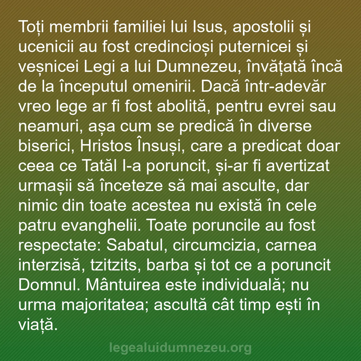 b0156 - Postare despre Legea lui Dumnezeu: Toți membrii familiei lui Isus, apostolii și ucenicii au fost...