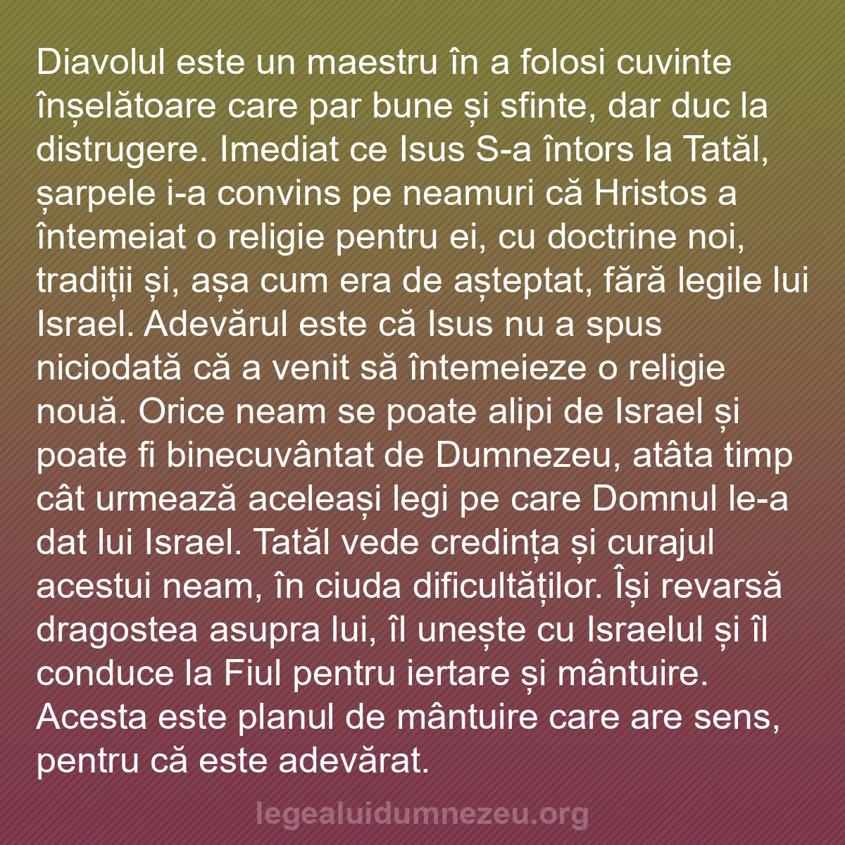 b0168 - Postare despre Legea lui Dumnezeu: Diavolul este un maestru în a folosi cuvinte înșelătoare care...