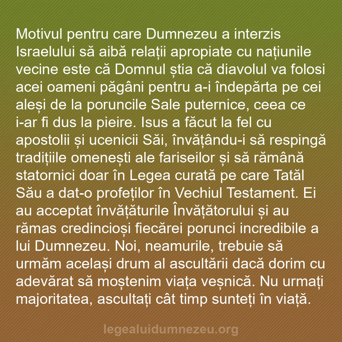 b0189 - Postare despre Legea lui Dumnezeu: Motivul pentru care Dumnezeu a interzis Israelului să aibă relații...