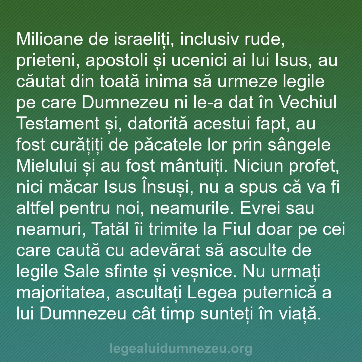 b0190 - Postare despre Legea lui Dumnezeu: Milioane de israeliți, inclusiv rude, prieteni, apostoli și...