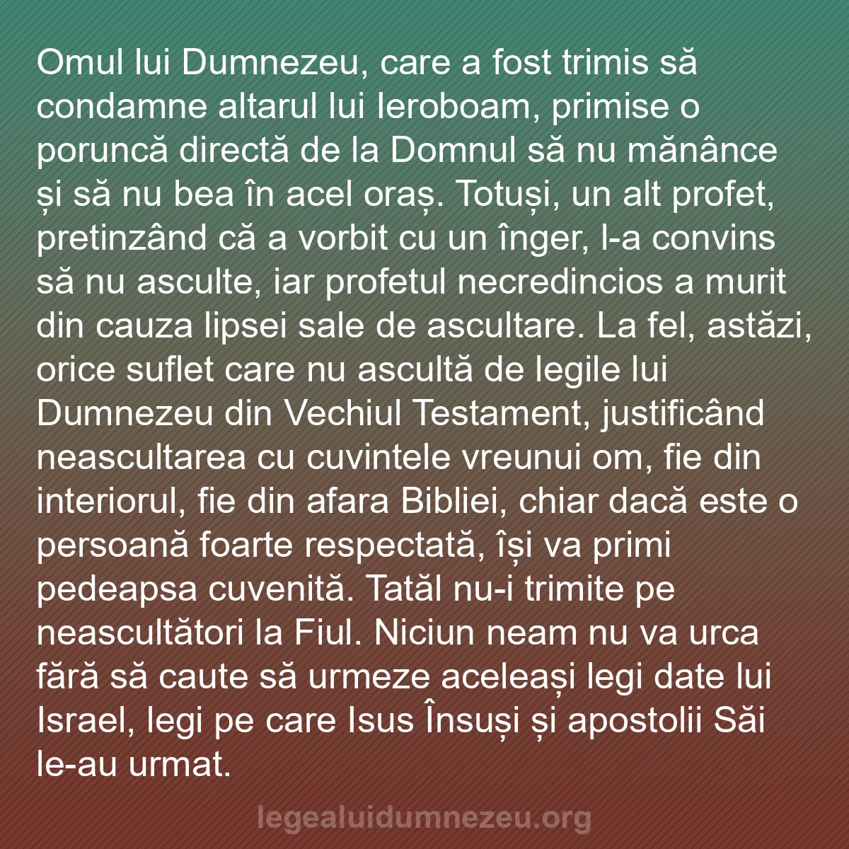 b0193 - Postare despre Legea lui Dumnezeu: Omul lui Dumnezeu, care a fost trimis să condamne altarul lui...