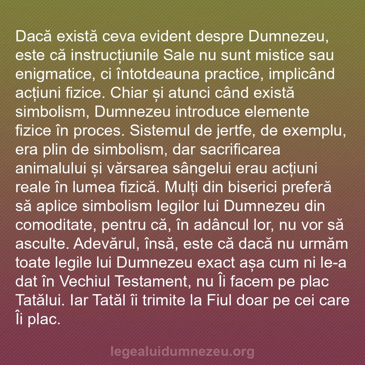 b0228 - Postare despre Legea lui Dumnezeu: Dacă există ceva evident despre Dumnezeu, este că instrucțiunile...