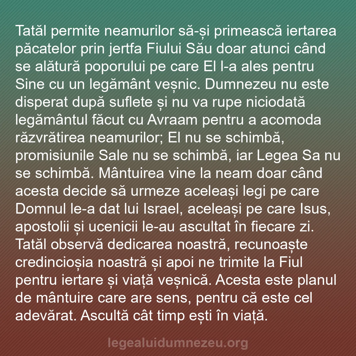 b0233 - Postare despre Legea lui Dumnezeu: Tatăl permite neamurilor să-și primească iertarea păcatelor...