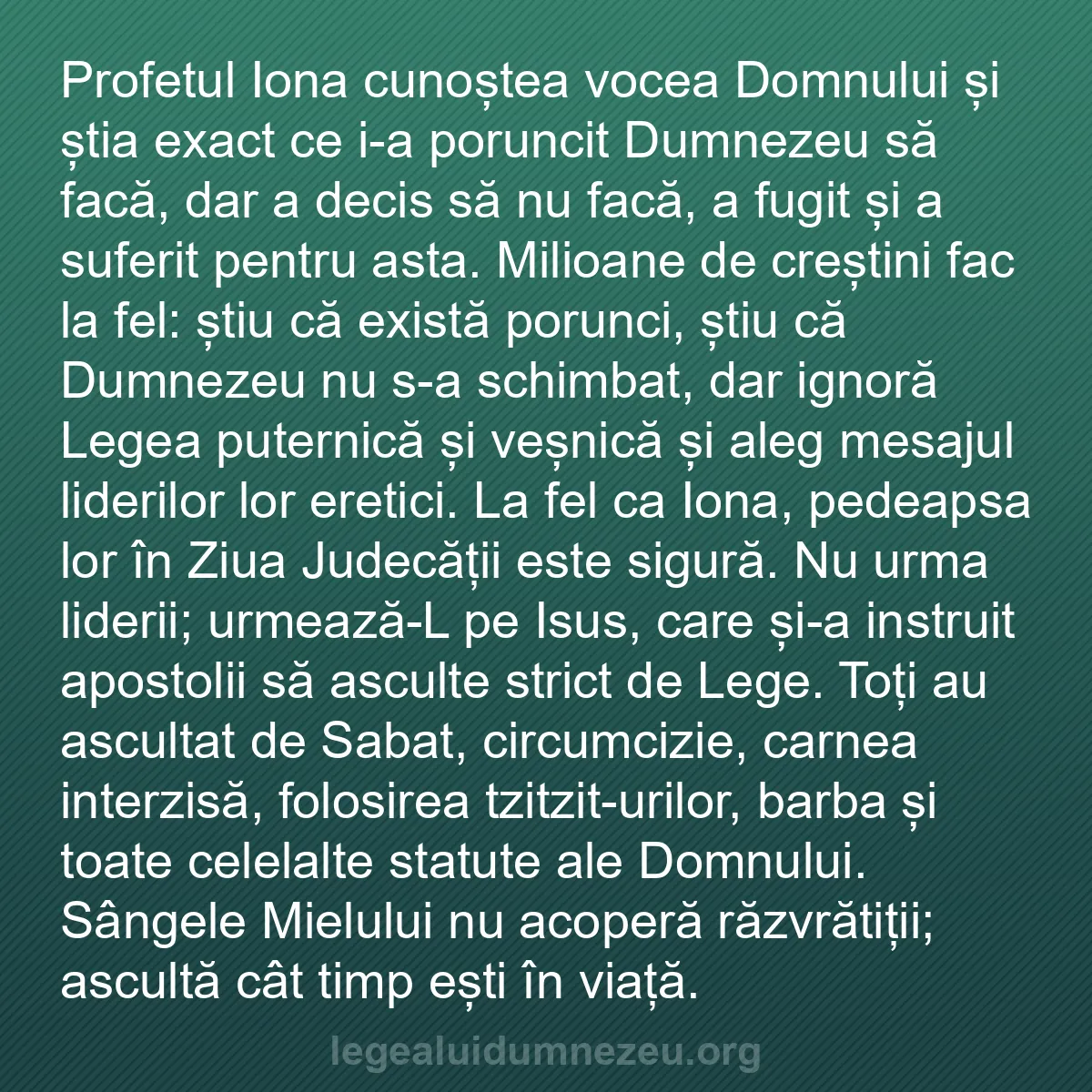 b0240 - Postare despre Legea lui Dumnezeu: Profetul Iona cunoștea vocea Domnului și știa exact ce i-a poruncit...