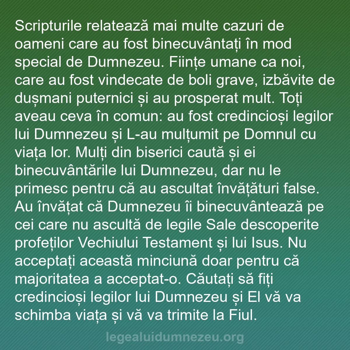 b0250 - Postare despre Legea lui Dumnezeu: Scripturile relatează mai multe cazuri de oameni care au fost...