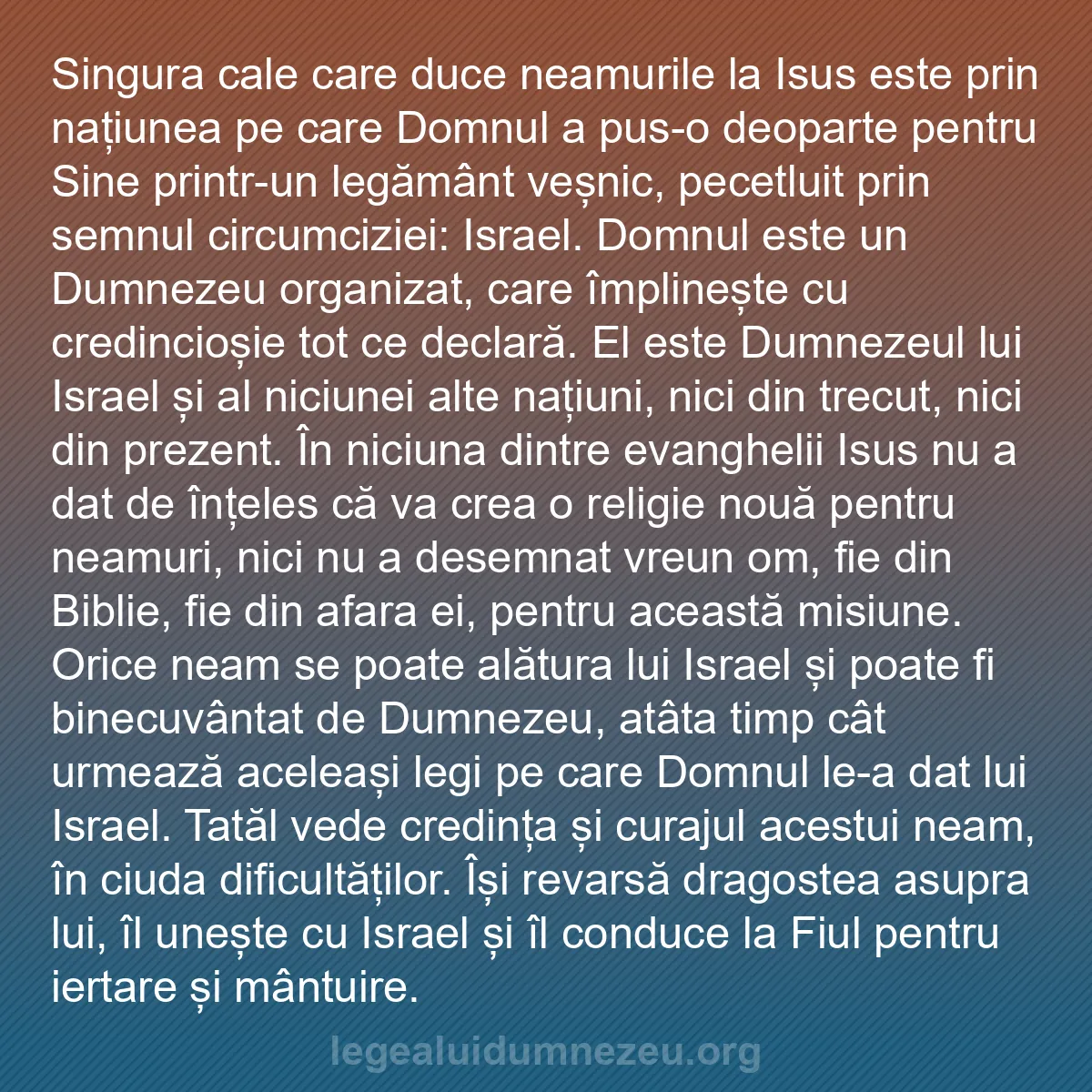 b0252 - Postare despre Legea lui Dumnezeu: Singura cale care duce neamurile la Isus este prin națiunea...