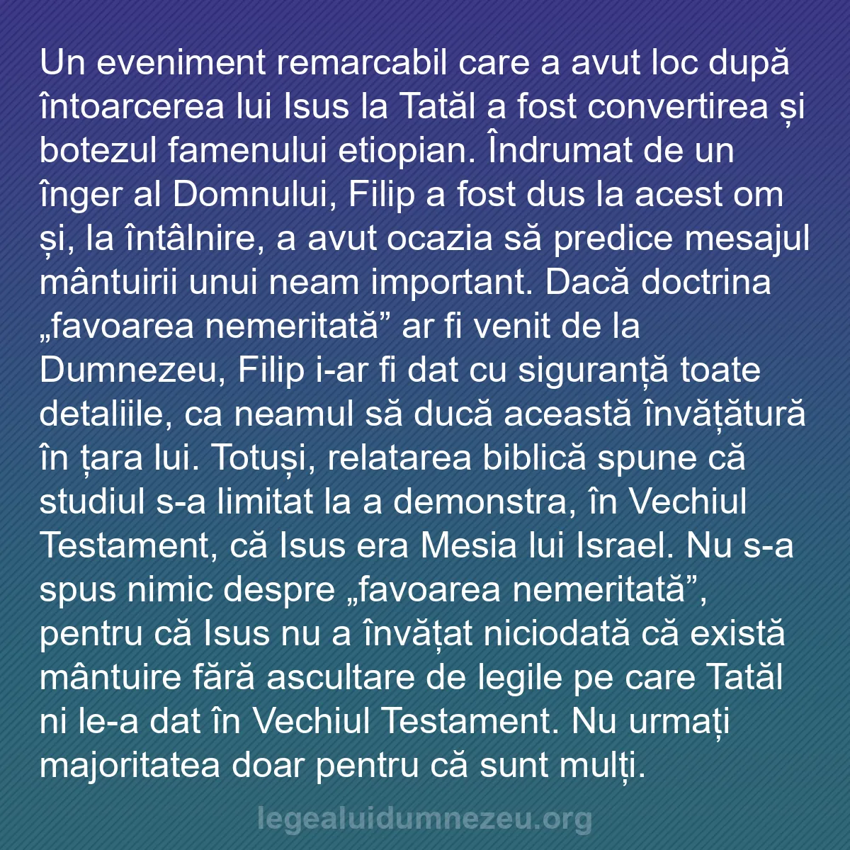 b0257 - Postare despre Legea lui Dumnezeu: Un eveniment remarcabil care a avut loc după întoarcerea lui...