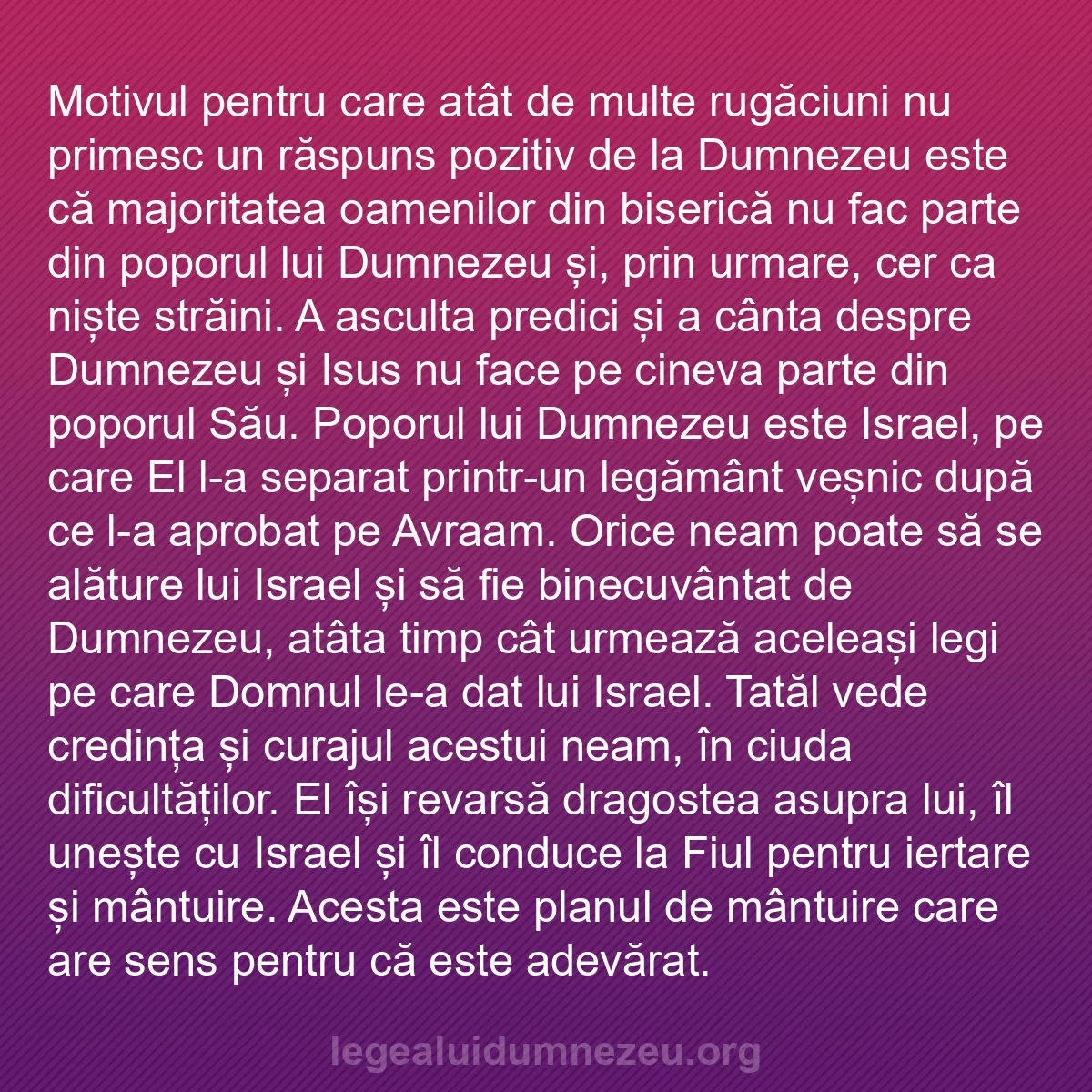b0261 - Postare despre Legea lui Dumnezeu: Motivul pentru care atât de multe rugăciuni nu primesc un răspuns...
