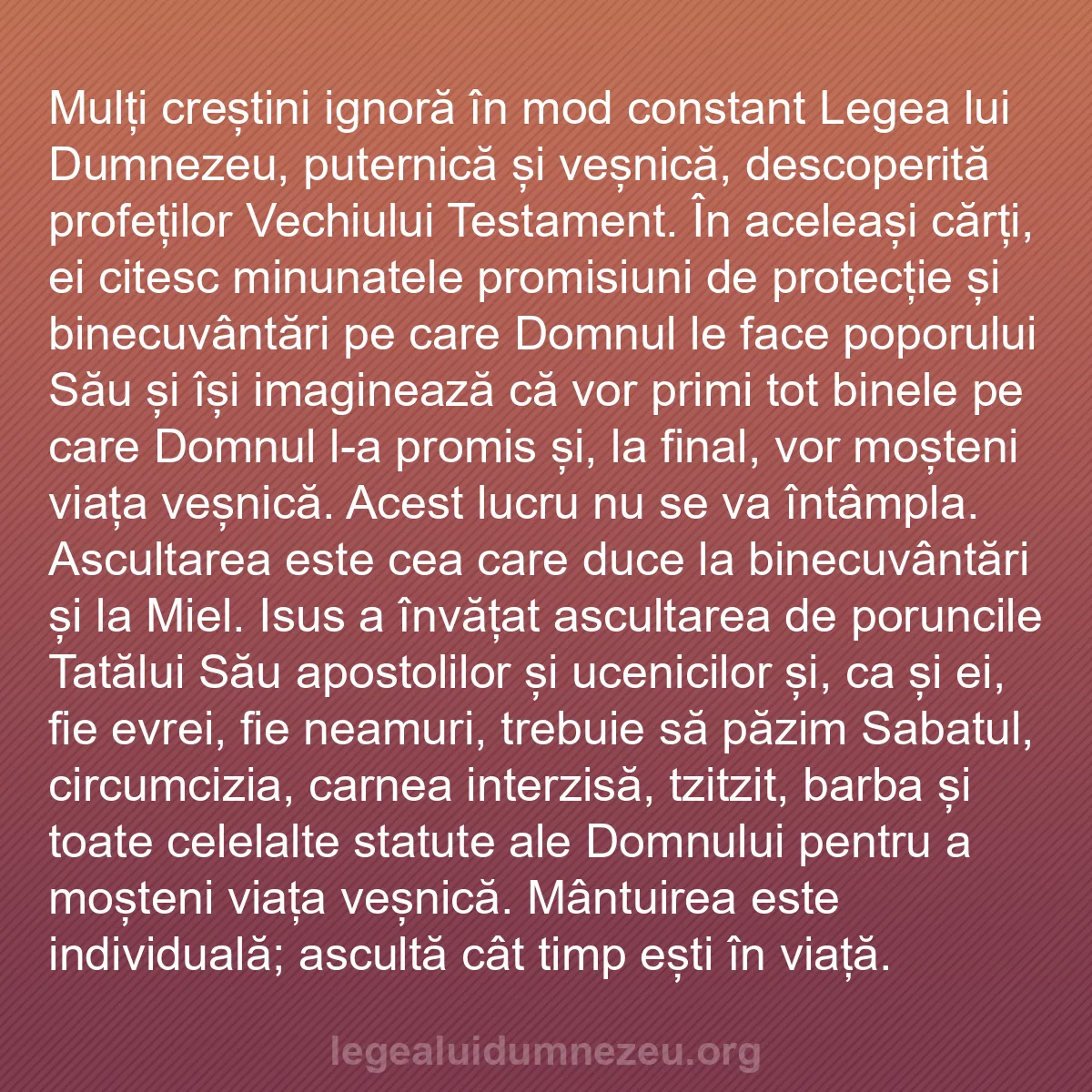 b0266 - Postare despre Legea lui Dumnezeu: Mulți creștini ignoră în mod constant Legea lui Dumnezeu, puternică...