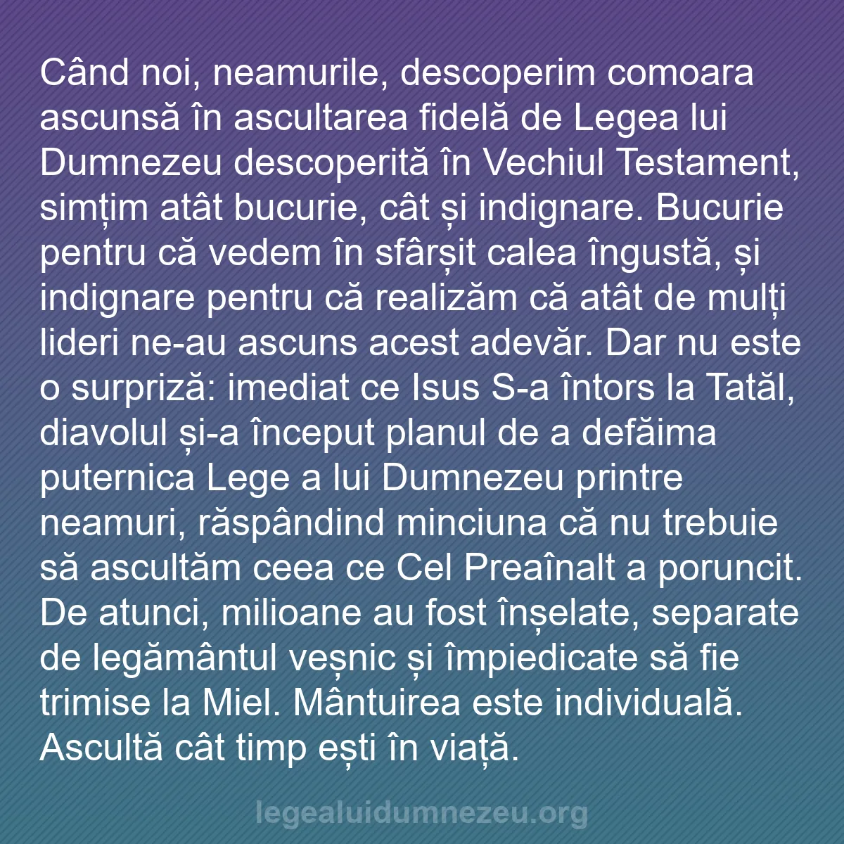 b0282 - Postare despre Legea lui Dumnezeu: Când noi, neamurile, descoperim comoara ascunsă în ascultarea...