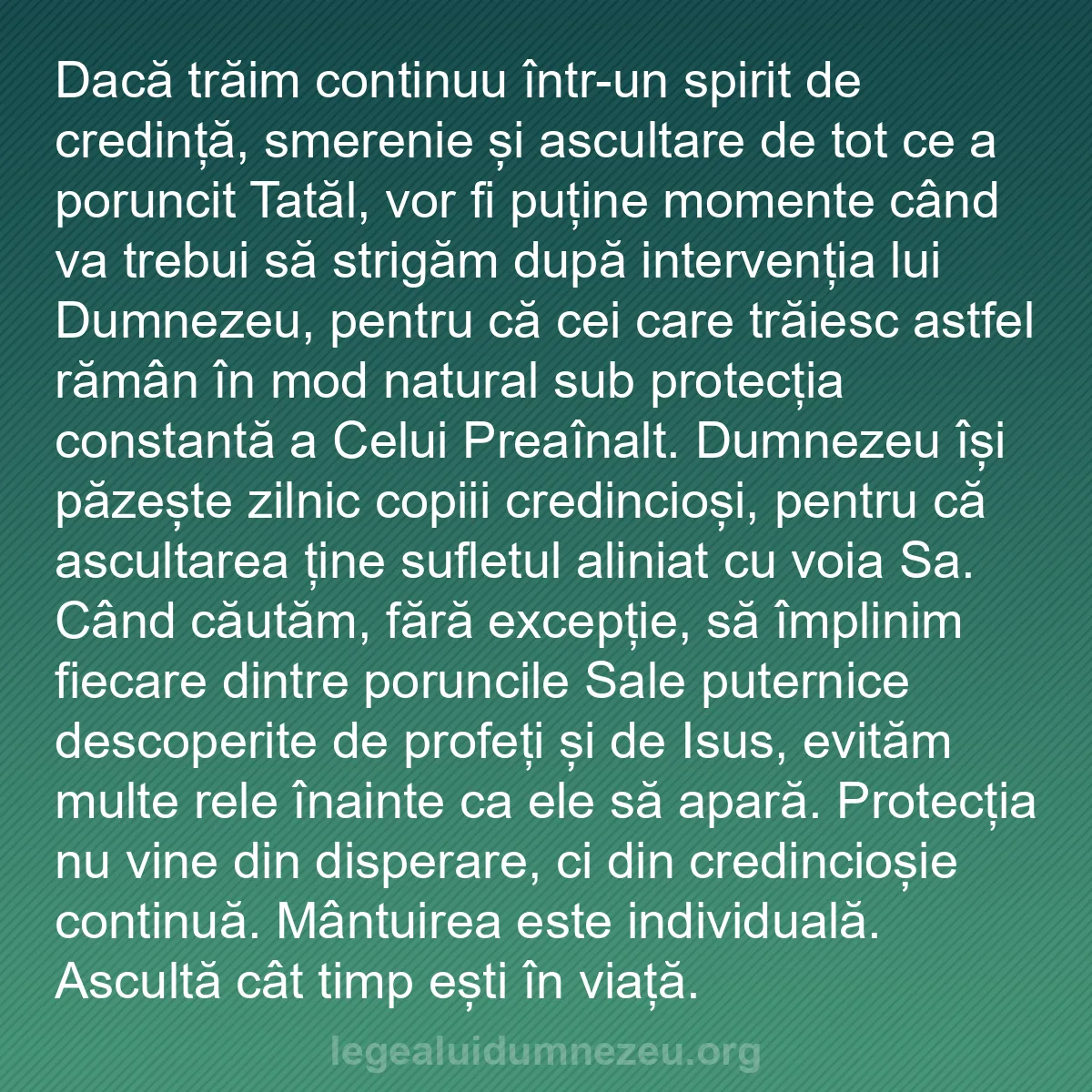 b0285 - Postare despre Legea lui Dumnezeu: Dacă trăim continuu într-un spirit de credință, smerenie și...