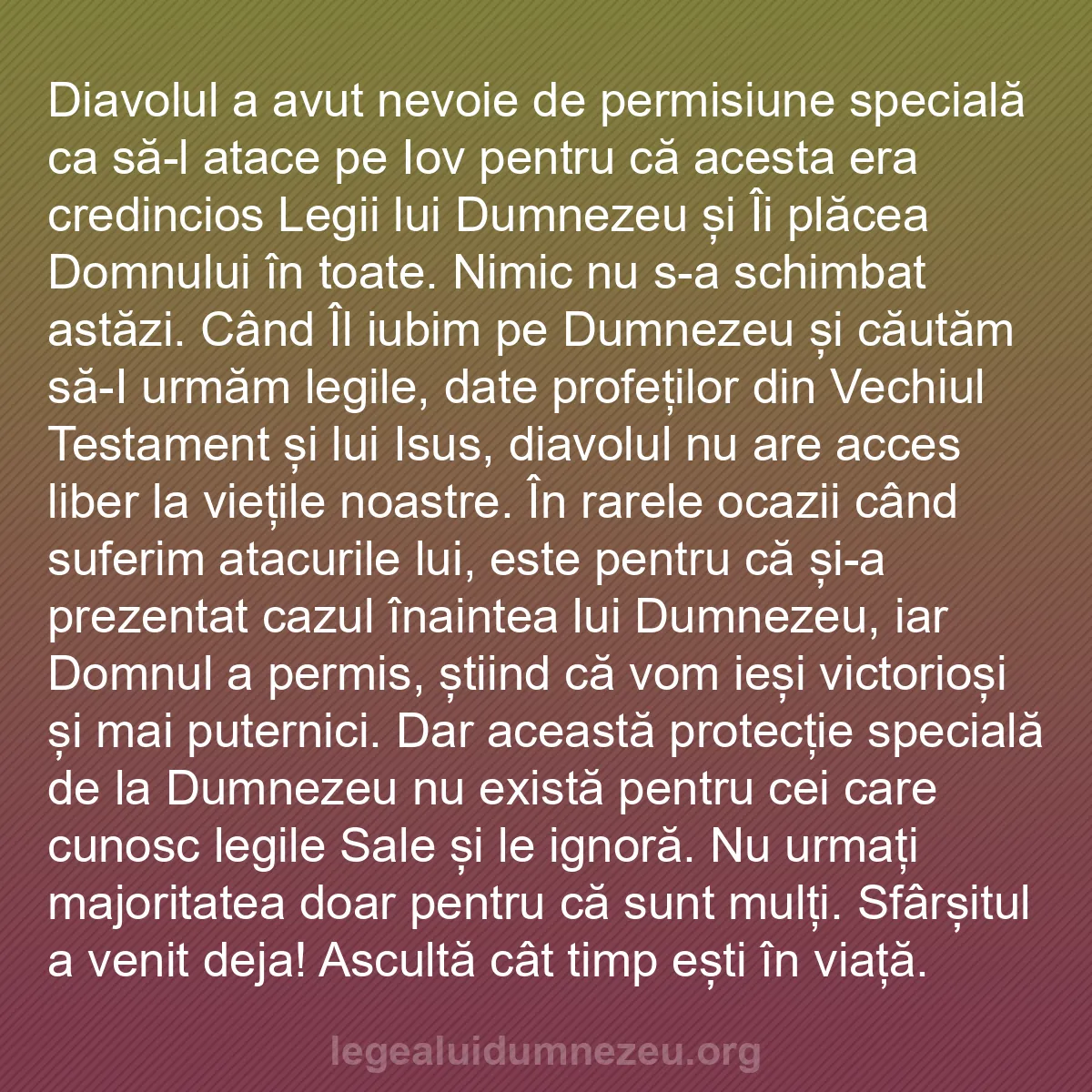 b0308 - Postare despre Legea lui Dumnezeu: Diavolul a avut nevoie de permisiune specială ca să-l atace...