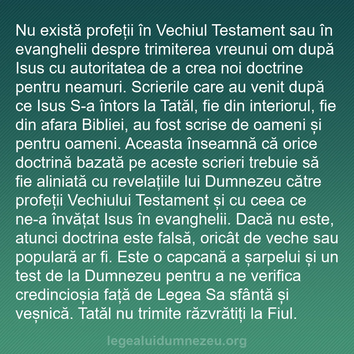 b0325 - Postare despre Legea lui Dumnezeu: Nu există profeții în Vechiul Testament sau în evanghelii despre...