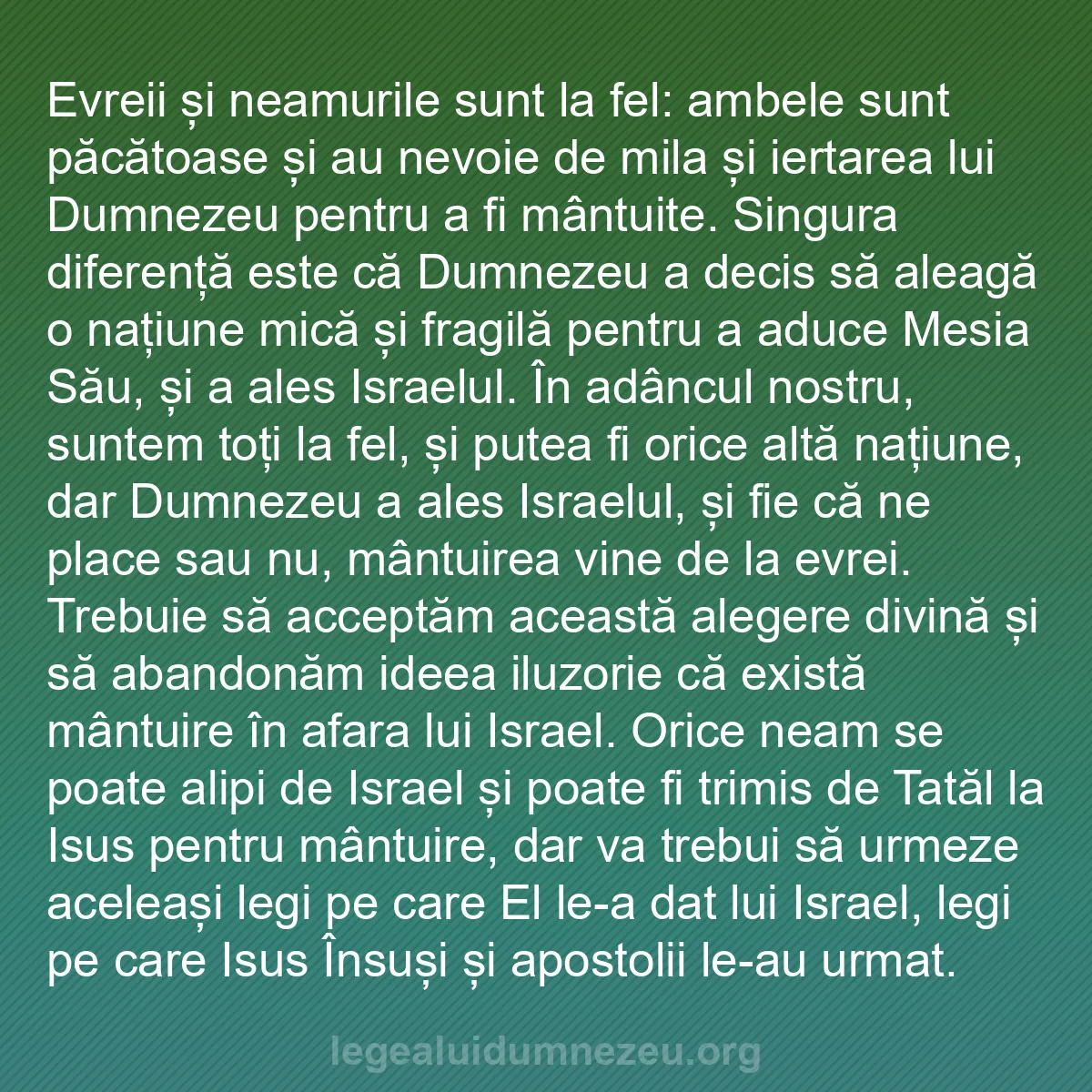 b0330 - Postare despre Legea lui Dumnezeu: Evreii și neamurile sunt la fel: ambele sunt păcătoase și au...