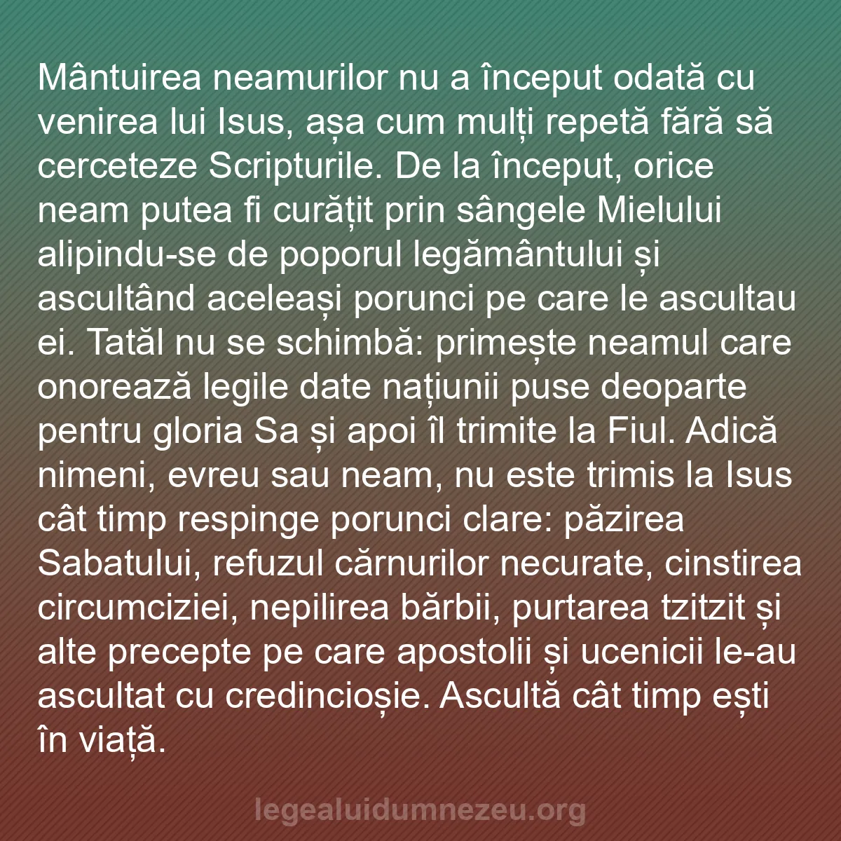 b0333 - Postare despre Legea lui Dumnezeu: Mântuirea neamurilor nu a început odată cu venirea lui Isus,...