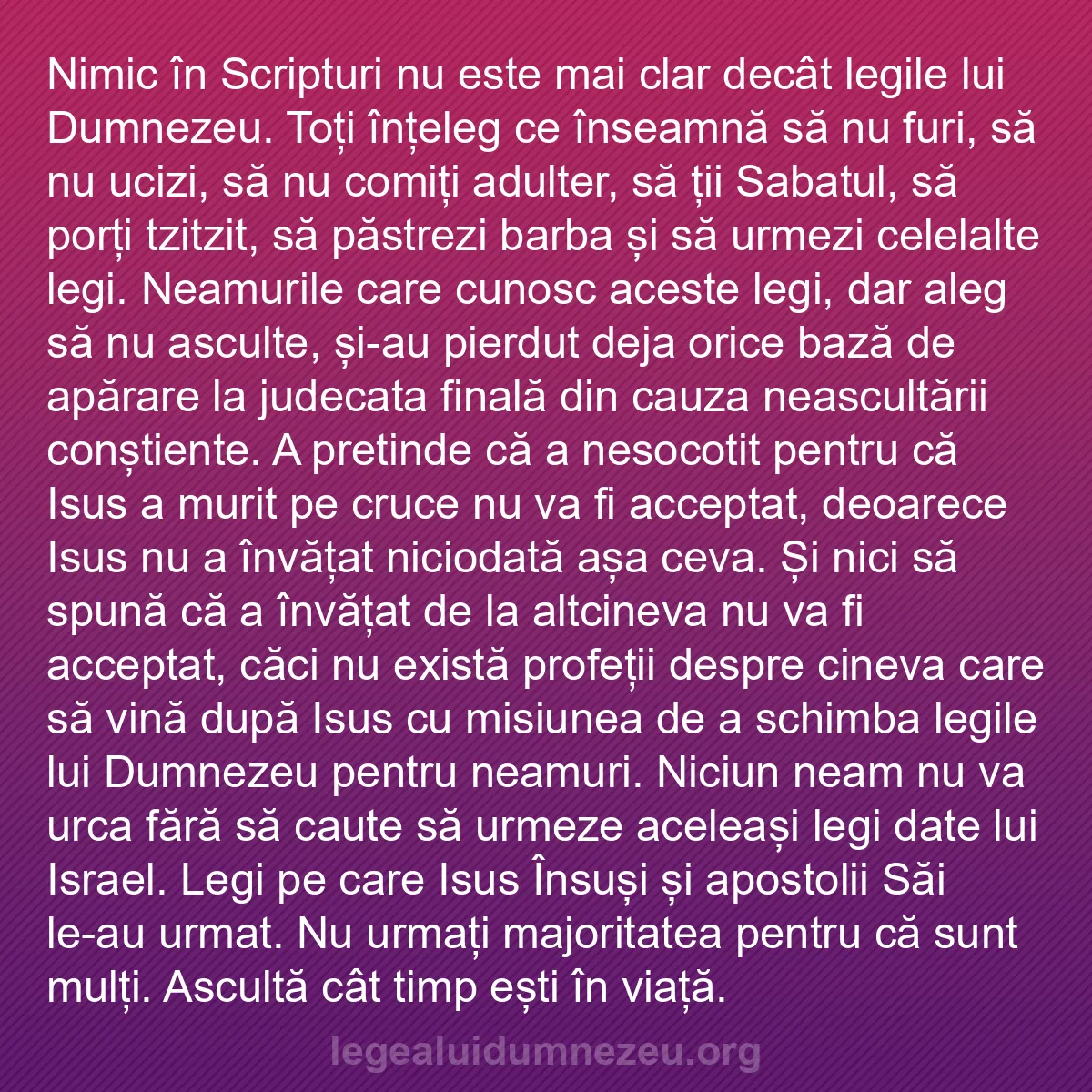 b0341 - Postare despre Legea lui Dumnezeu: Nimic în Scripturi nu este mai clar decât legile lui Dumnezeu....