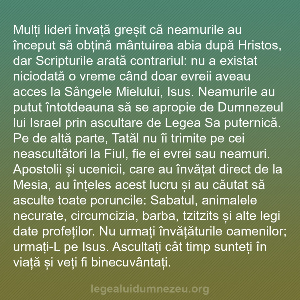 b0363 - Postare despre Legea lui Dumnezeu: Mulți lideri învață greșit că neamurile au început să obțină...